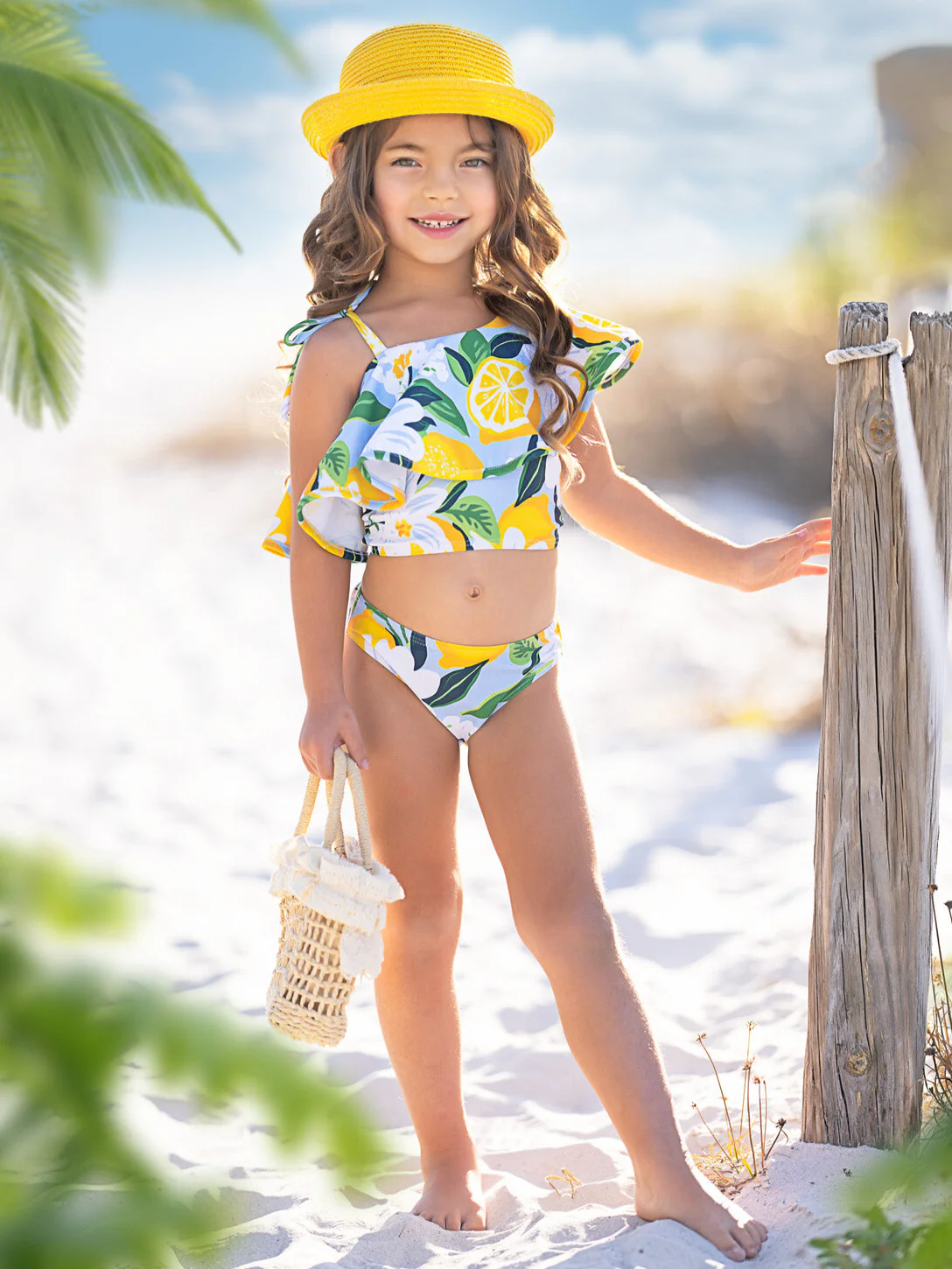 Citrus Splash Lemon Print Two-Piece Swimsuit - Image 5