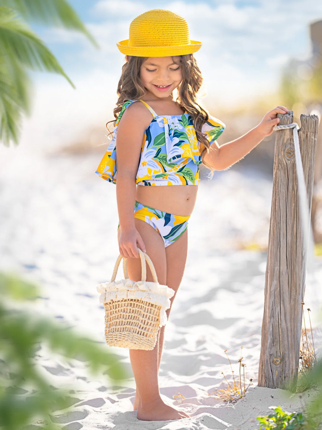 Citrus Splash Lemon Print Two-Piece Swimsuit - Image 6