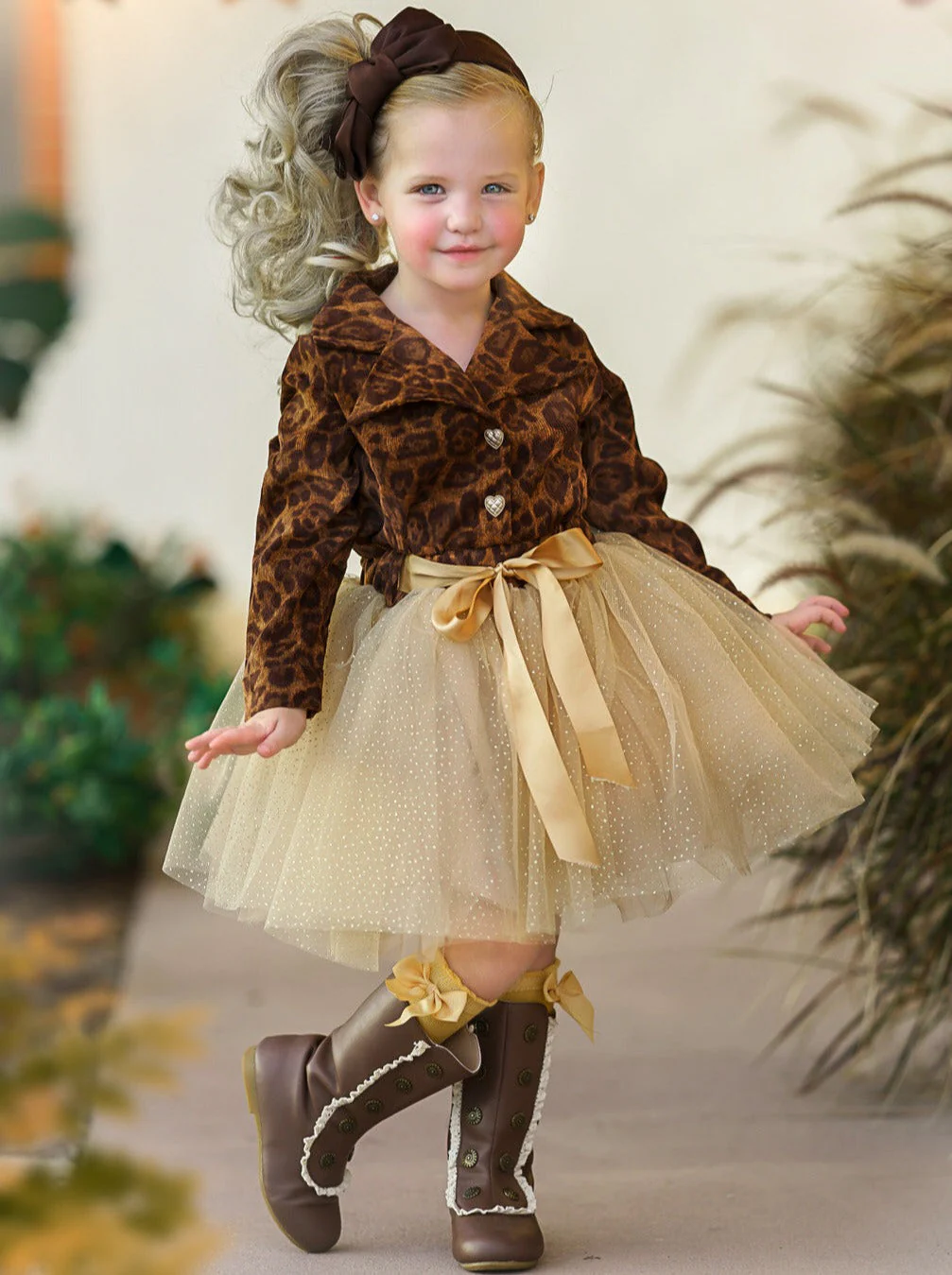 Leopard Print Shimmer Tutu Dress - Image 2
