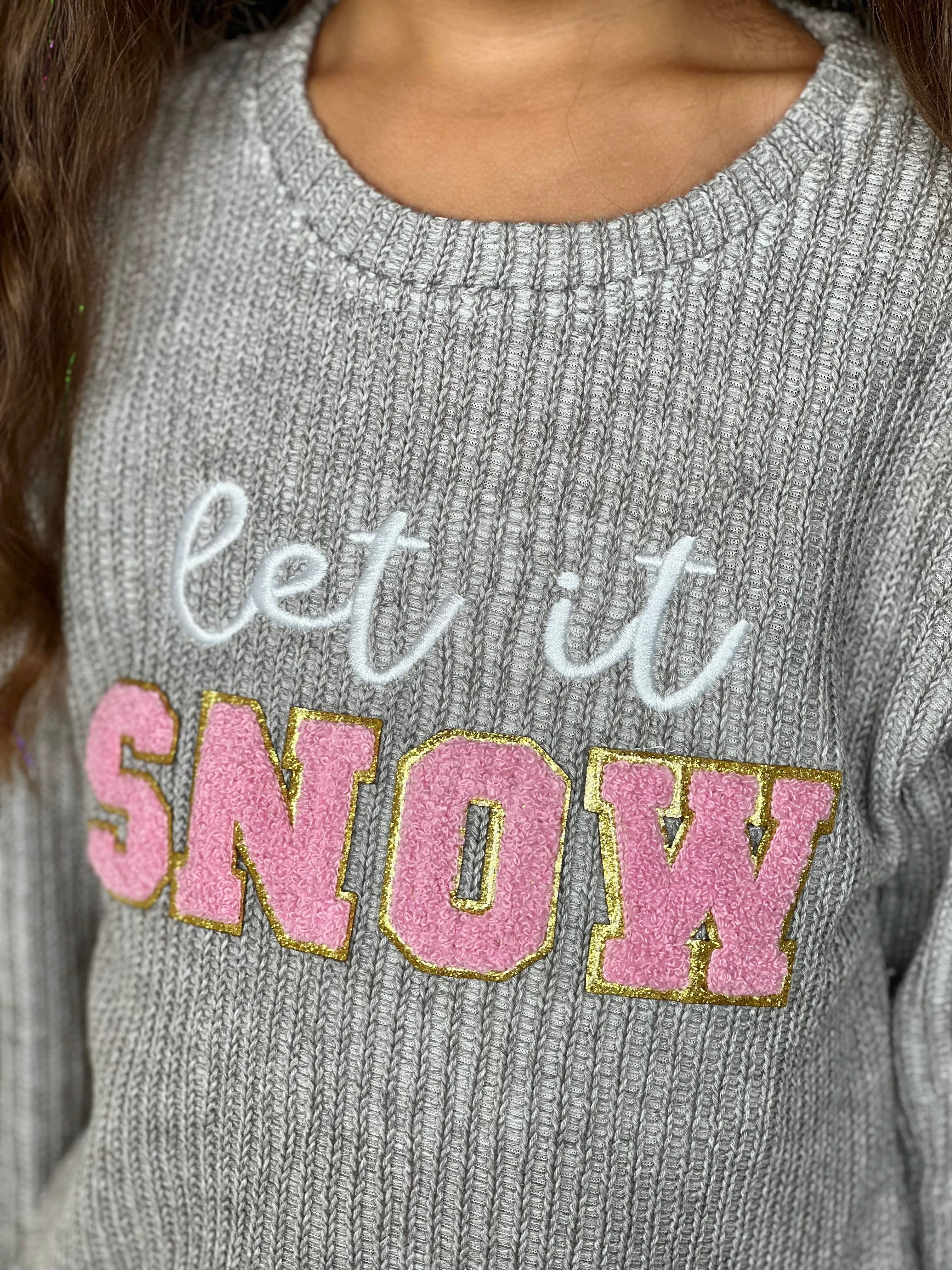 Let It Snow Sweater and Pink Dazzling Sequin Legging Set - Image 2