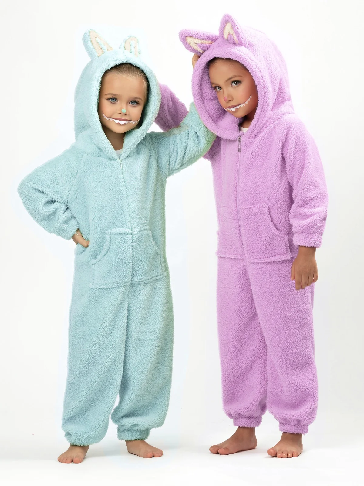 Light Blue Fluffy Lil Bubu Hooded Onesie Costume - Image 2