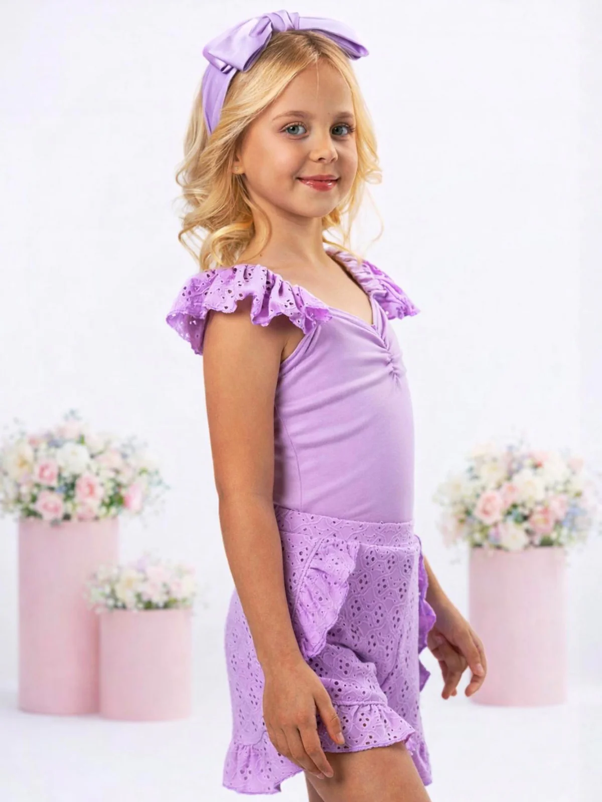 Lavender Breeze Eyelet Ruffle Short Set - Image 7