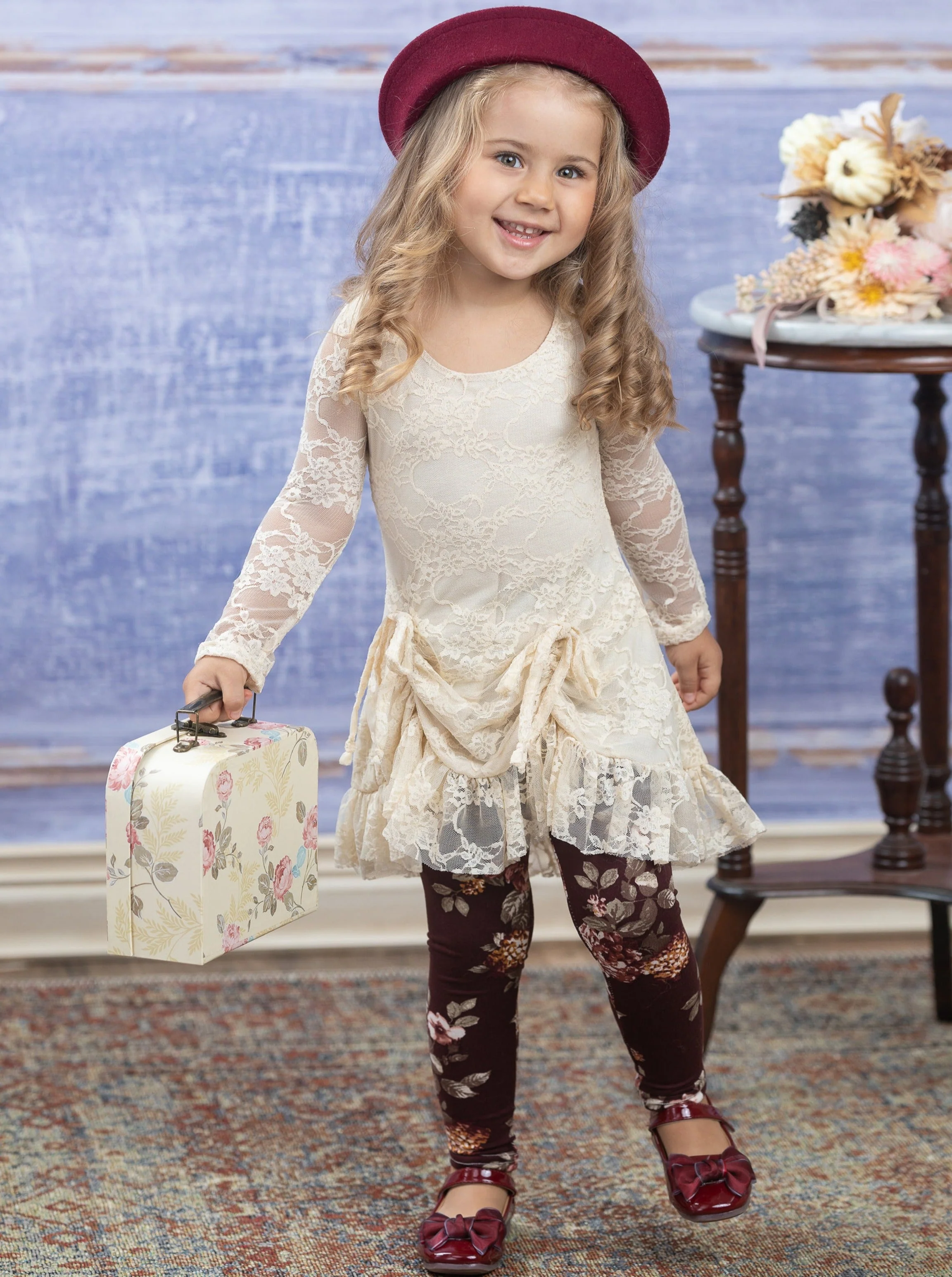 Ivory Lace Drawstring Tunic and Legging Set - Image 2