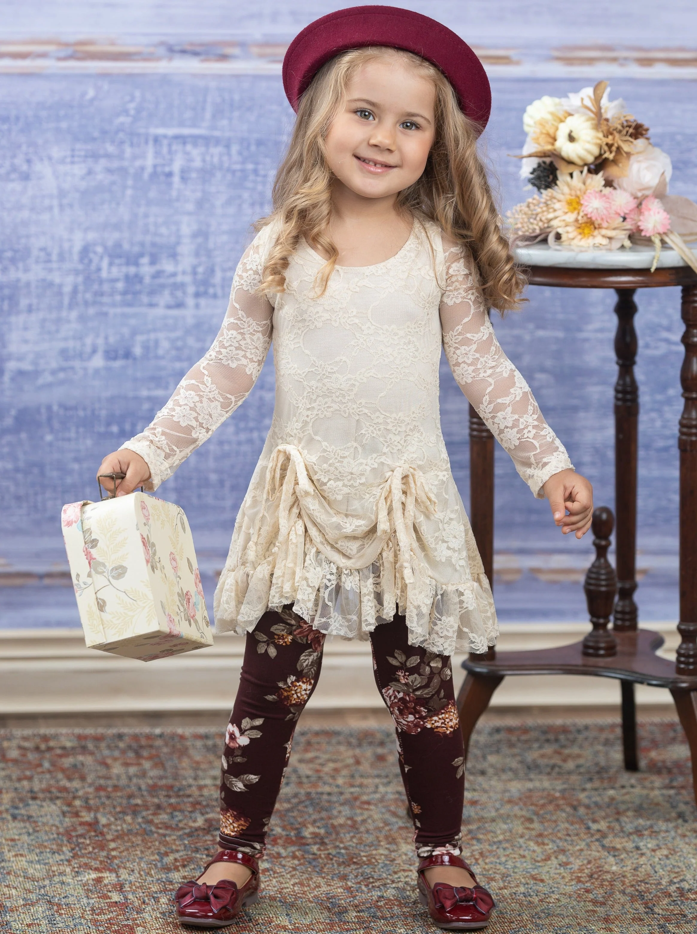 Ivory Lace Drawstring Tunic and Legging Set - Image 4