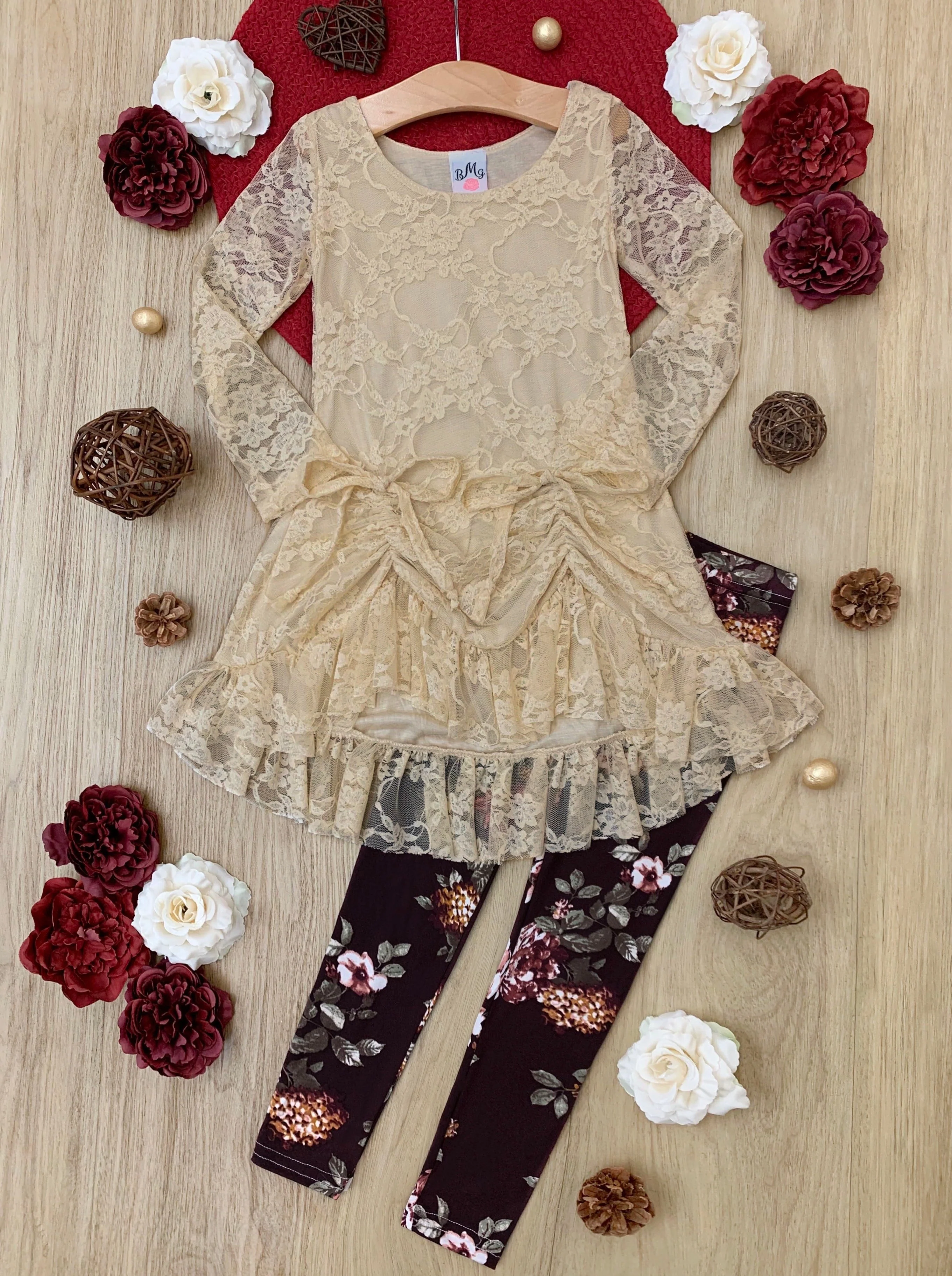 Ivory Lace Drawstring Tunic and Legging Set - Image 7