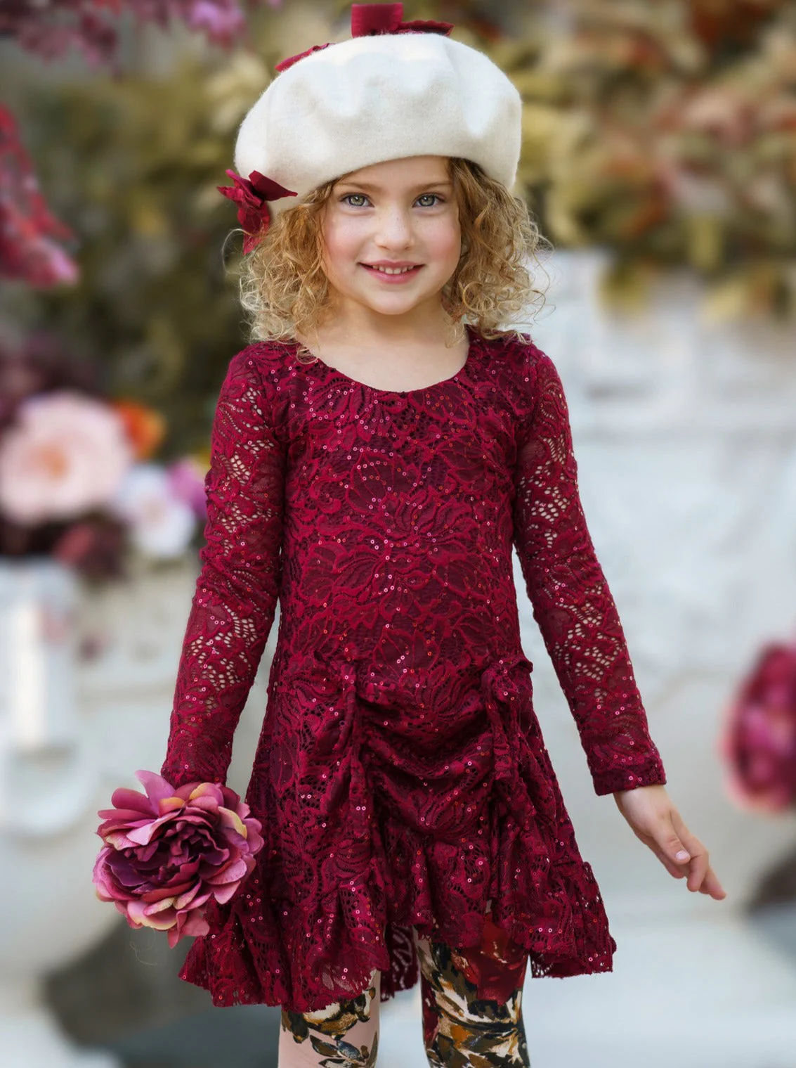 Sparkle Lace Drawstring Tunic and Legging Set - Image 2