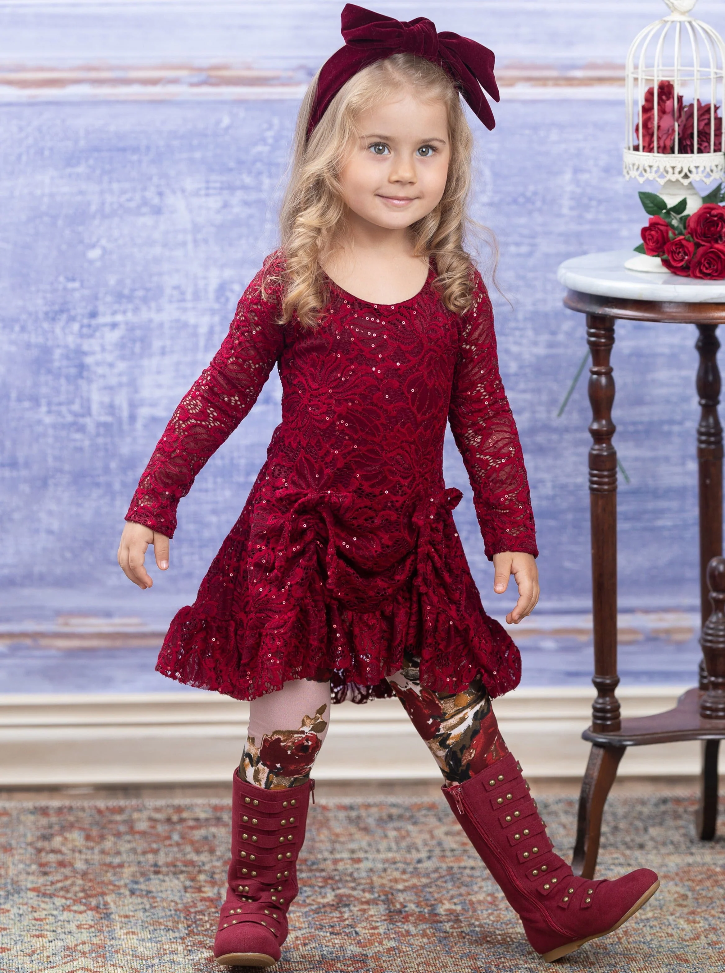 Sparkle Lace Drawstring Tunic and Legging Set - Image 3