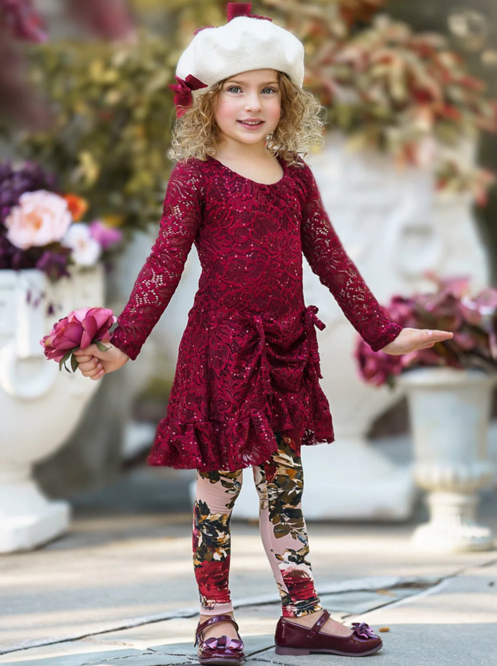 Sparkle Lace Drawstring Tunic and Legging Set - Image 4