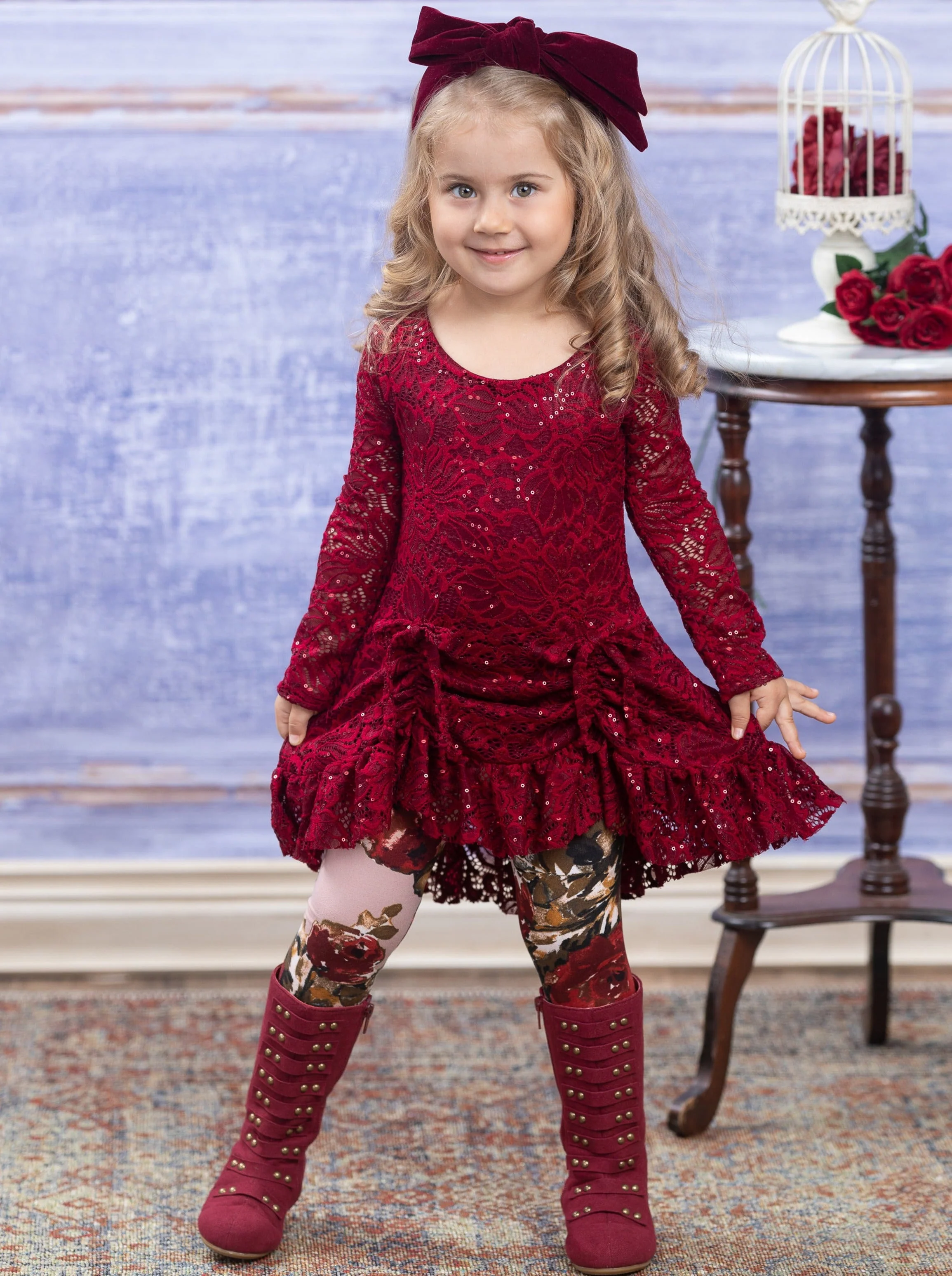 Sparkle Lace Drawstring Tunic and Legging Set - Image 5