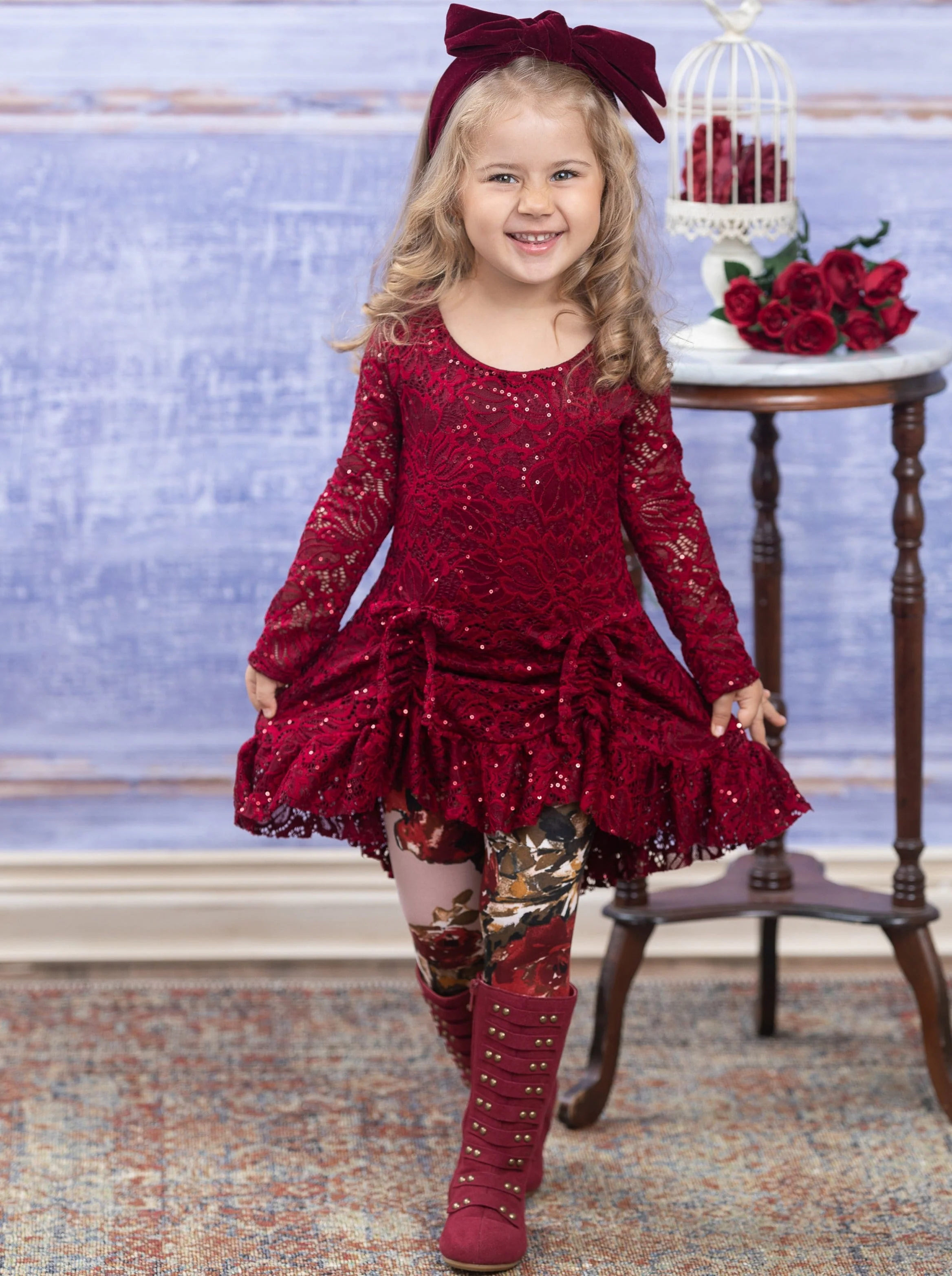 Sparkle Lace Drawstring Tunic and Legging Set - Image 6