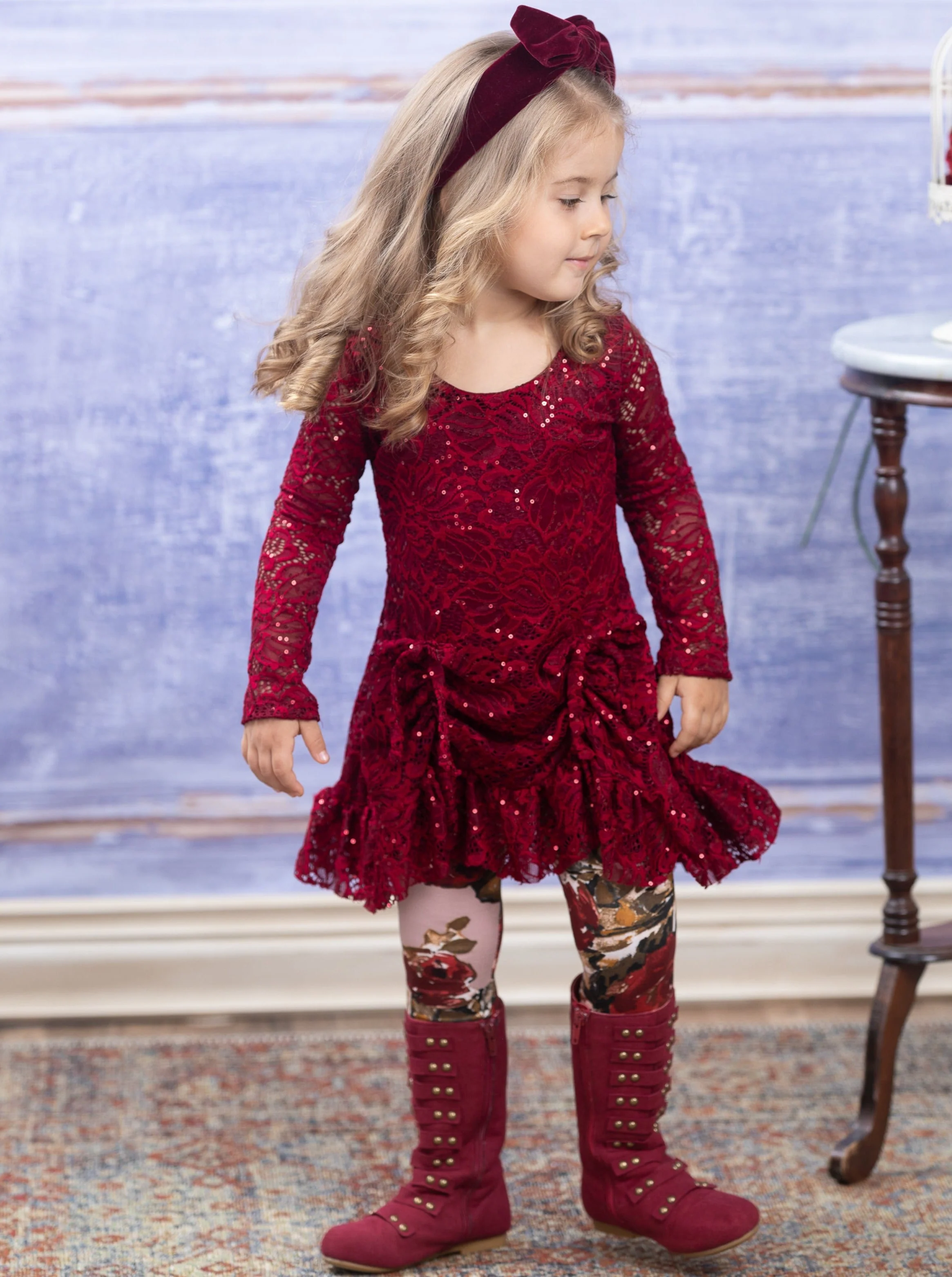 Sparkle Lace Drawstring Tunic and Legging Set - Image 8