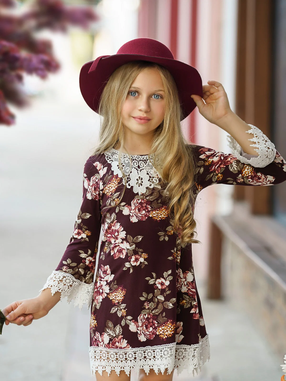 Cranberry Dreams Floral Crochet Dress - Image 4