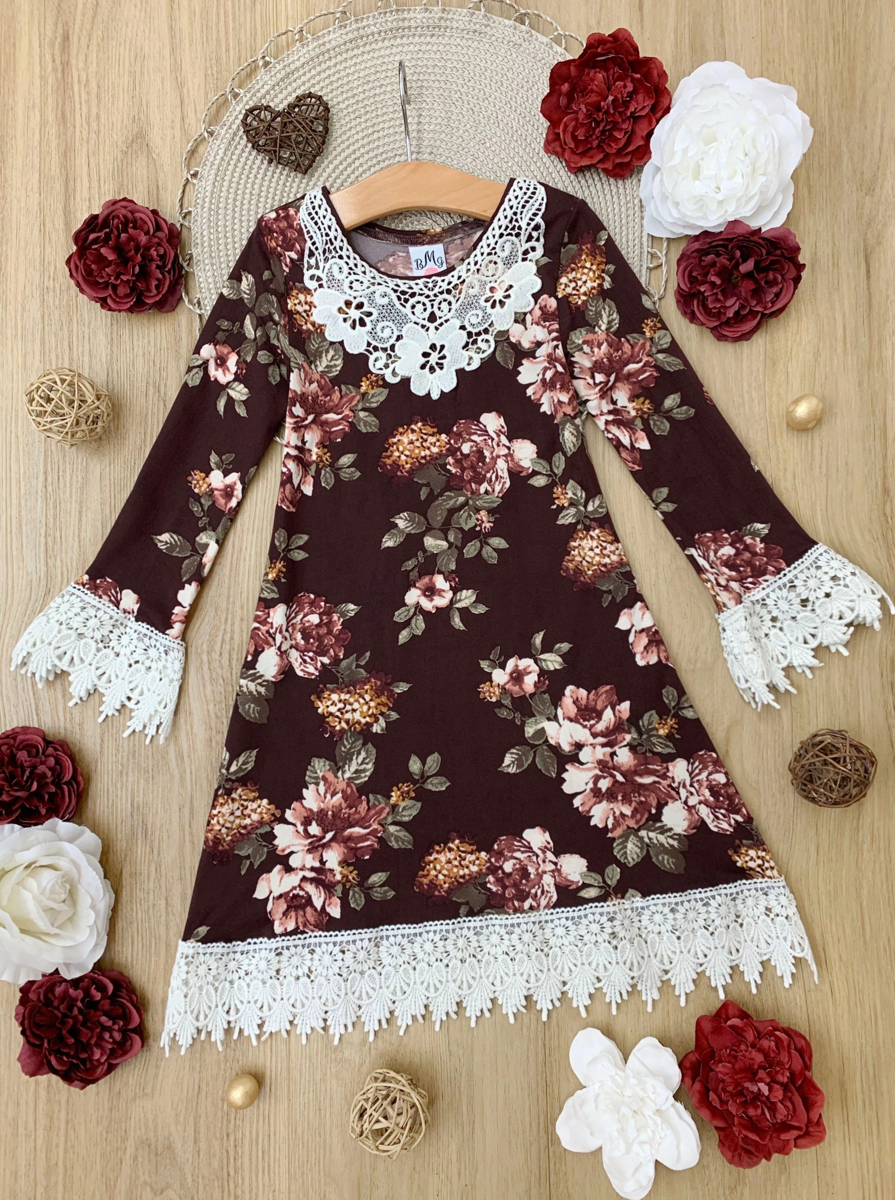 Cranberry Dreams Floral Crochet Dress - Image 6