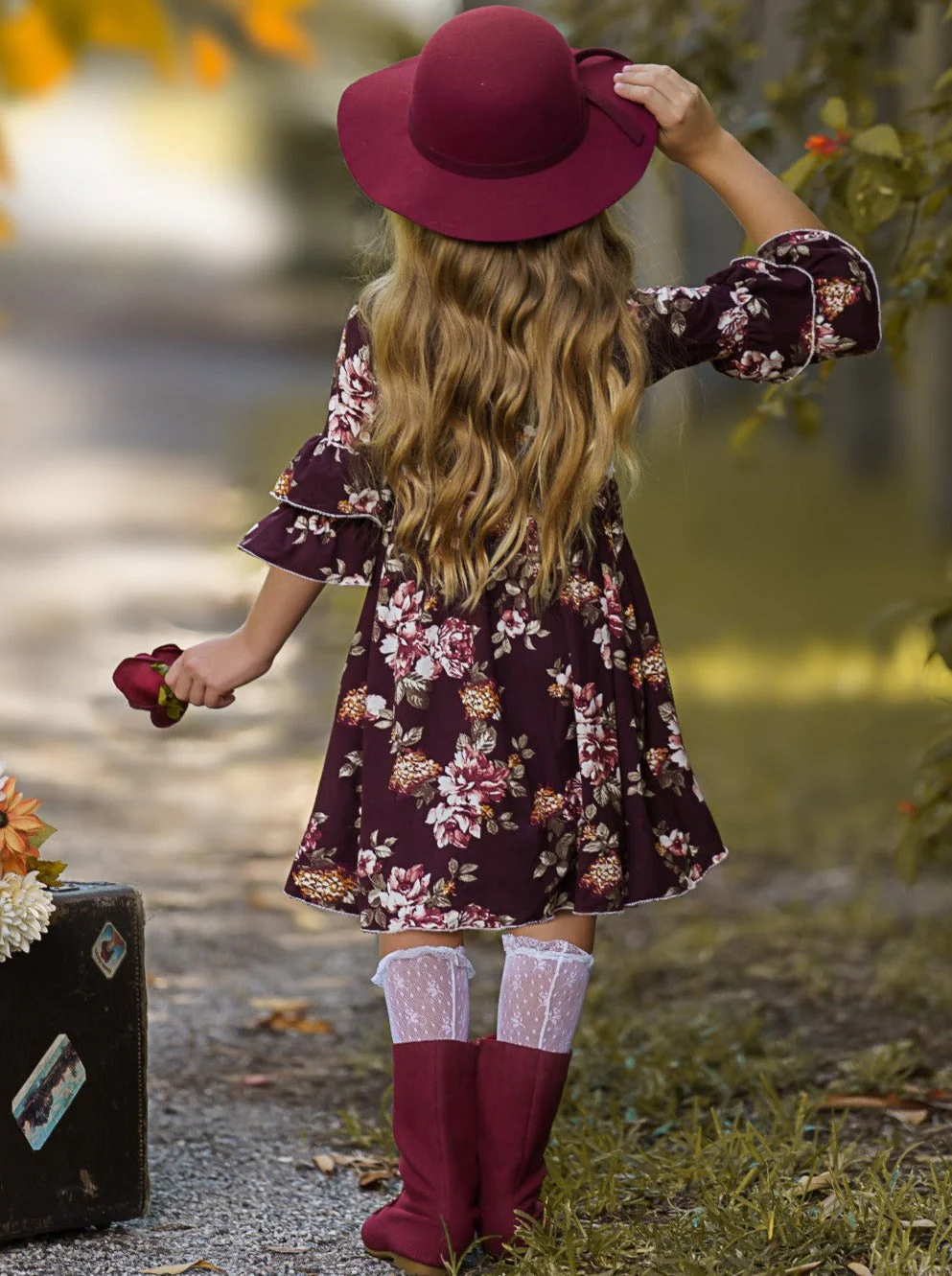Cranberry Dreams Floral Hi-Lo Dress - Image 4