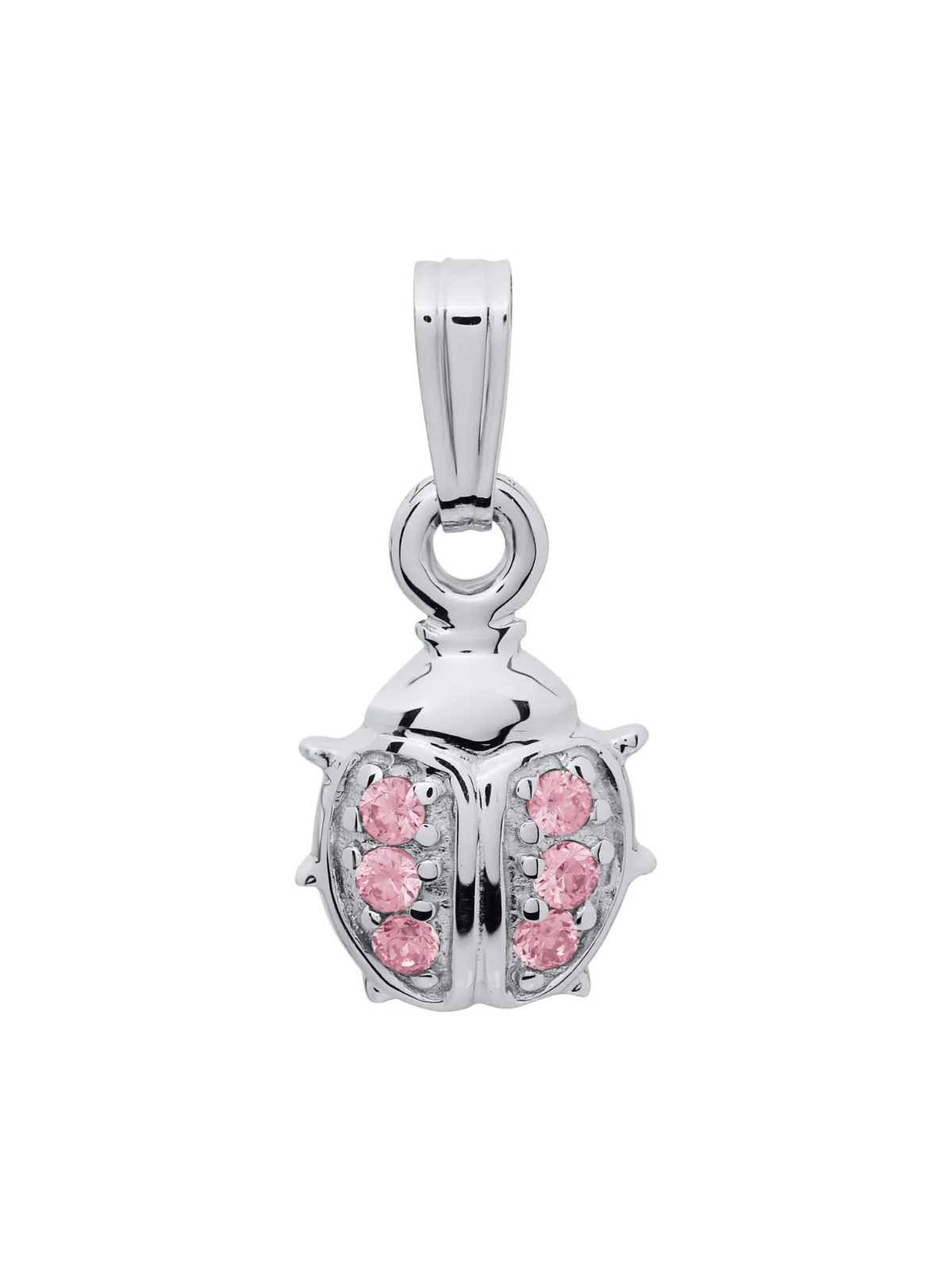 Sterling Silver Pink Ladybug Pendant Necklace - Image 4