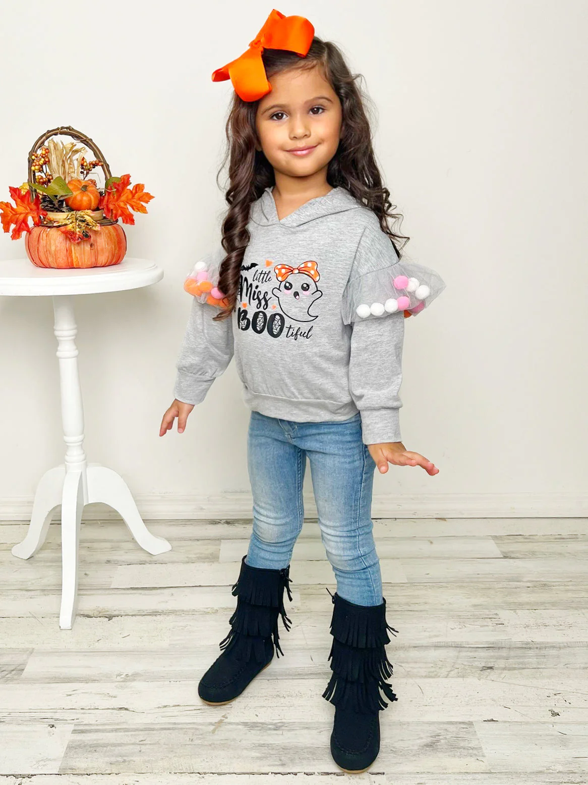 Little Miss Boo-tiful Long Sleeve Hooded Top - Image 4