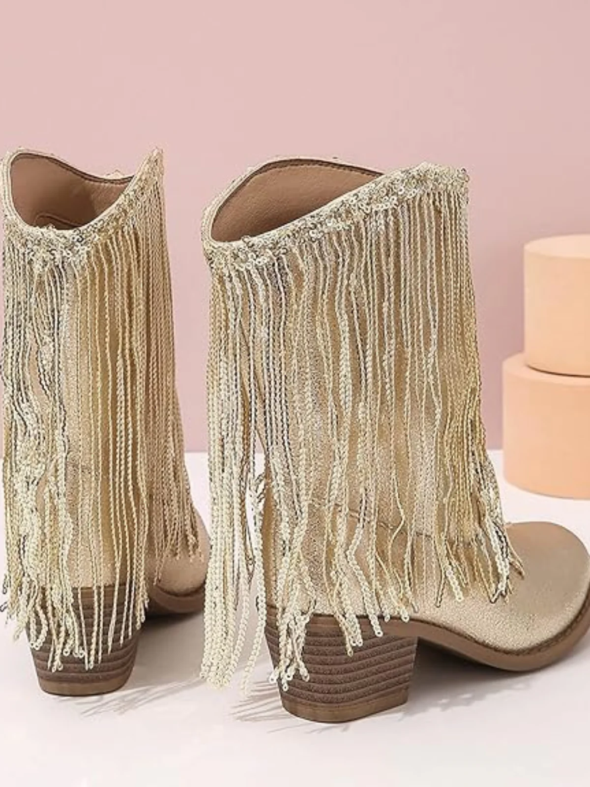 Golden Girl Rodeo Fringe Cowboy Boots By Liv and Mia - Image 4