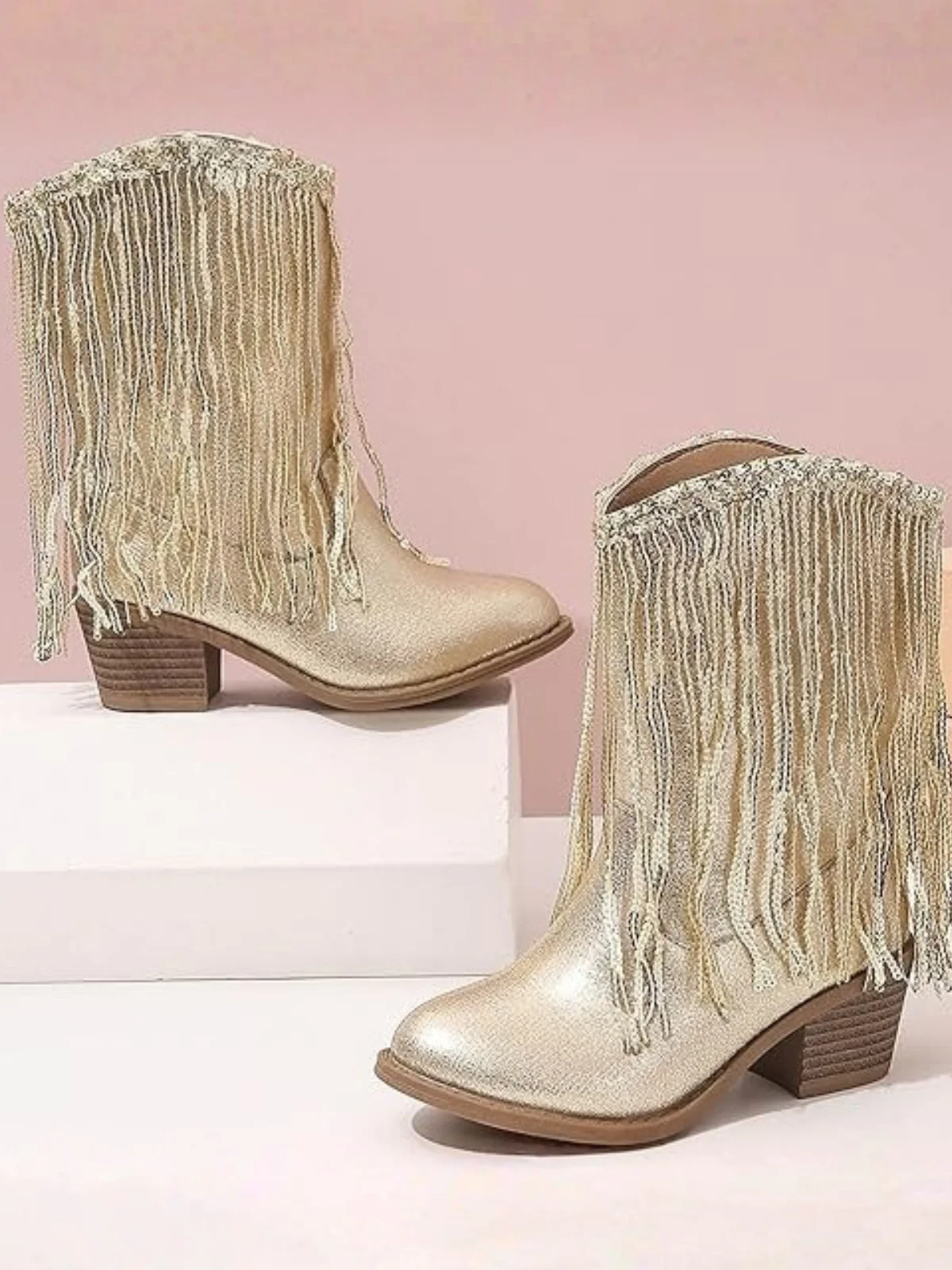 Golden Girl Rodeo Fringe Cowboy Boots By Liv and Mia - Image 5