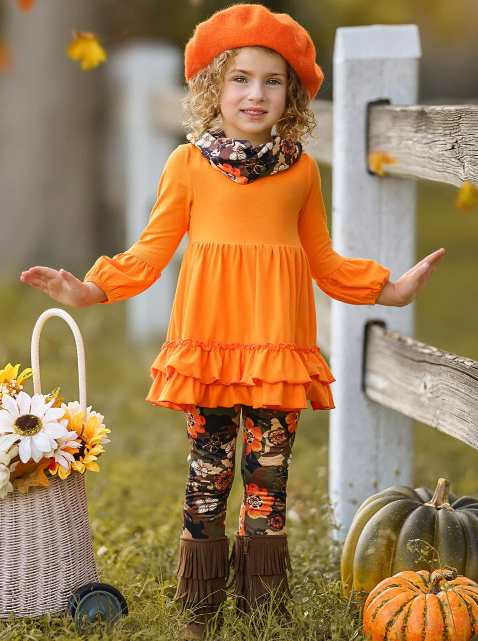 Camo Flower Tunic, Scarf and Legging Set - Image 2