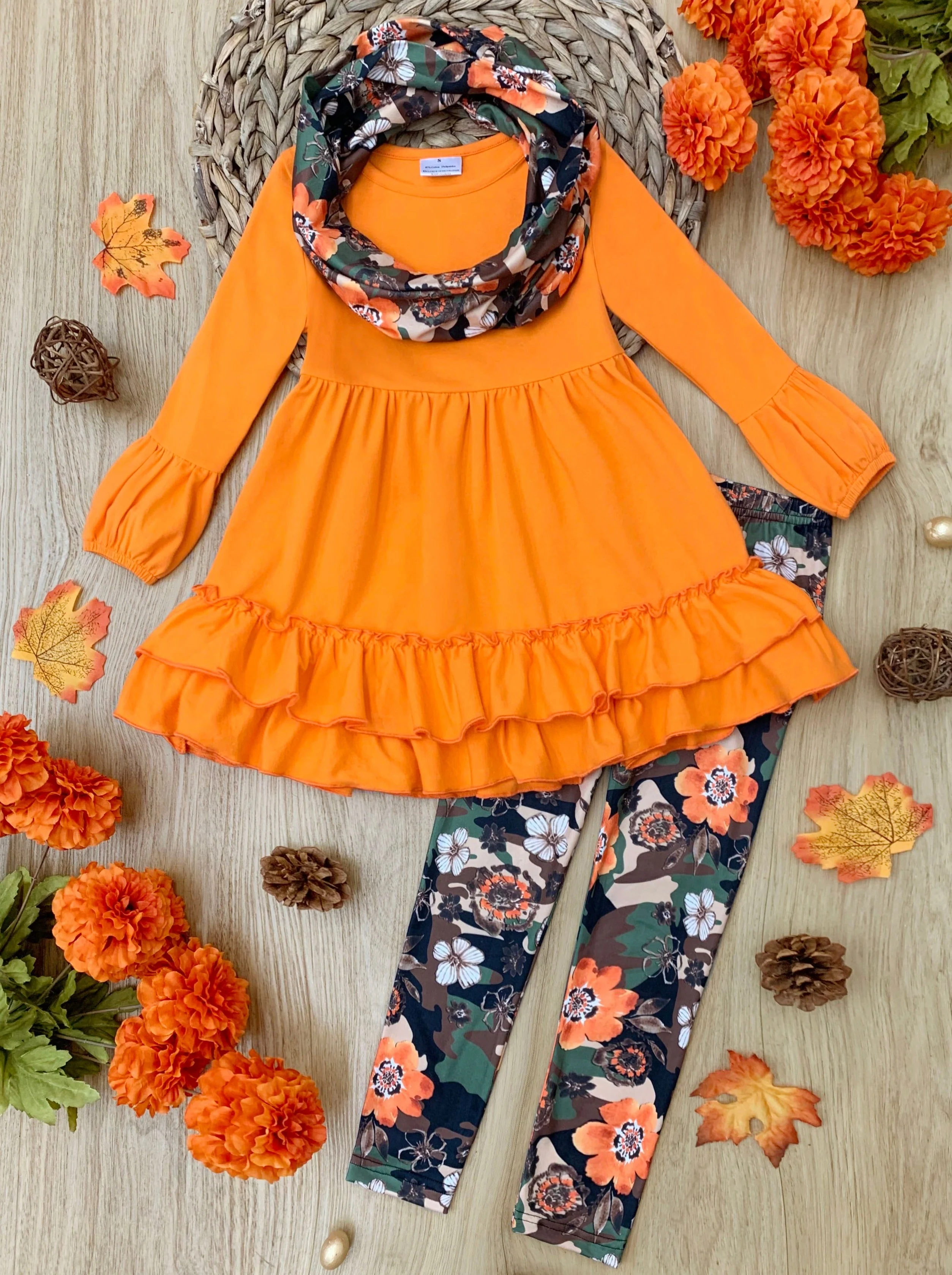Camo Flower Tunic, Scarf and Legging Set - Image 3