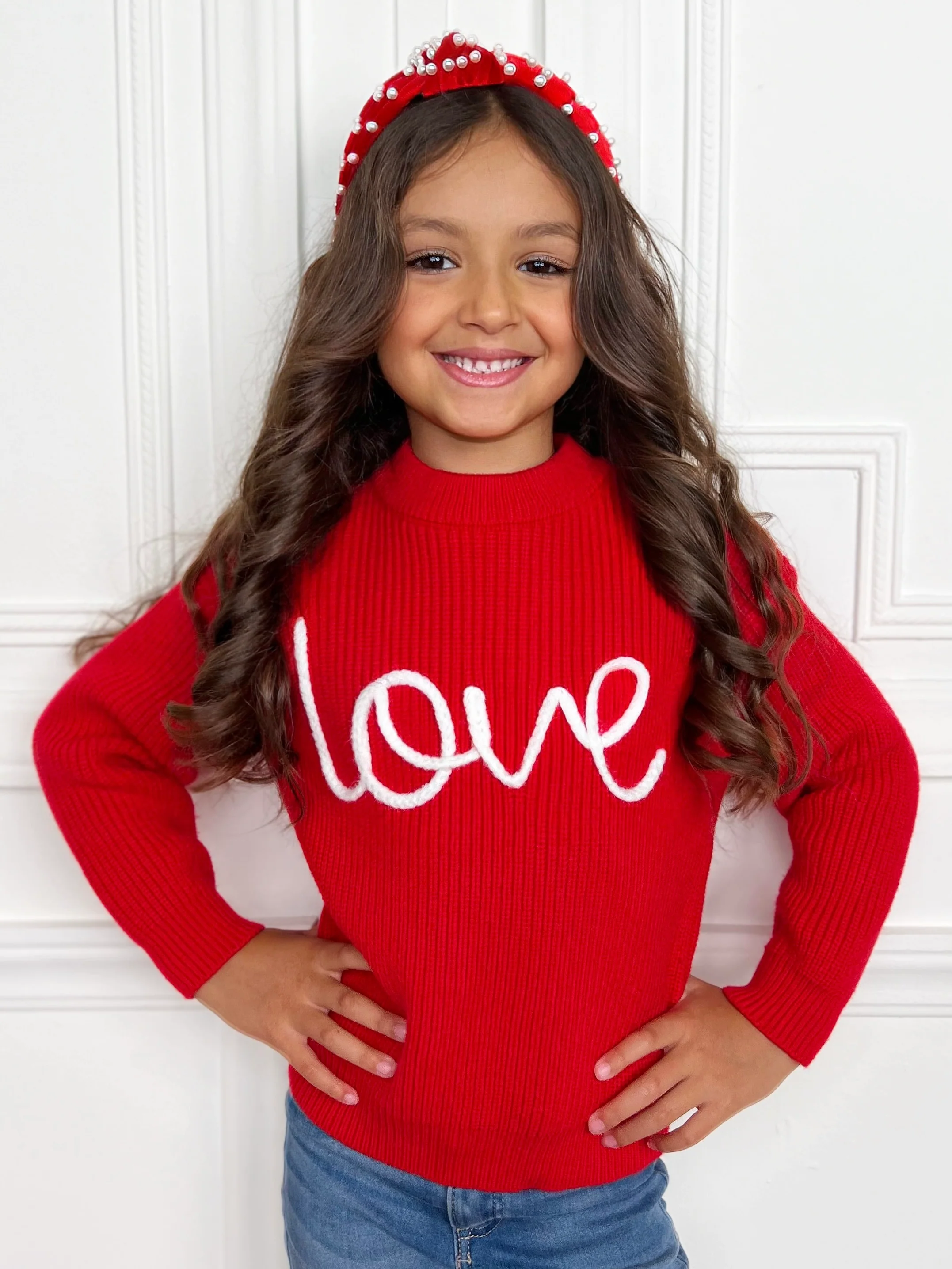 "Love" At First Sight Embroidered Chunky Knit Sweater - Image 2