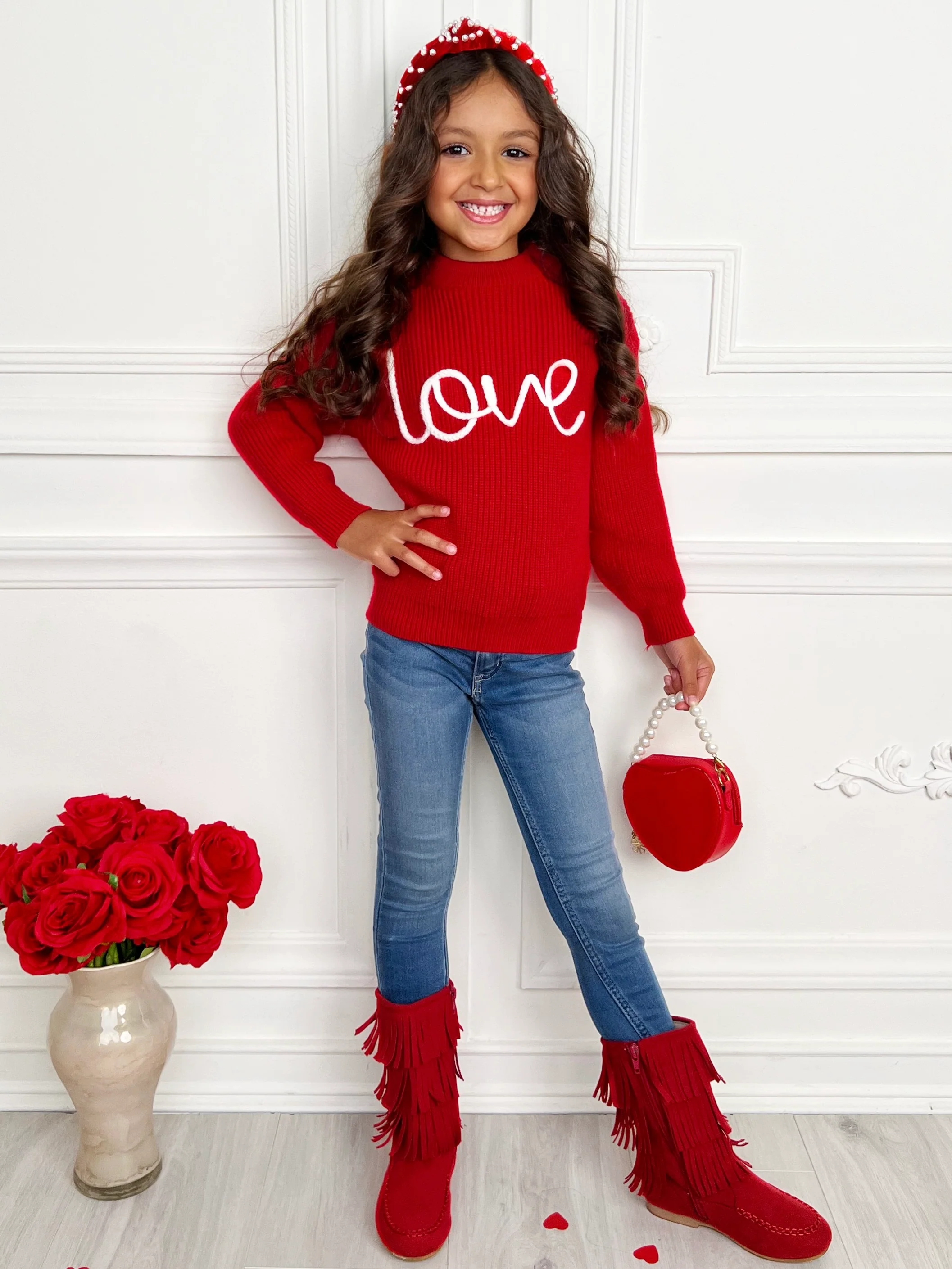 "Love" At First Sight Embroidered Chunky Knit Sweater - Image 3