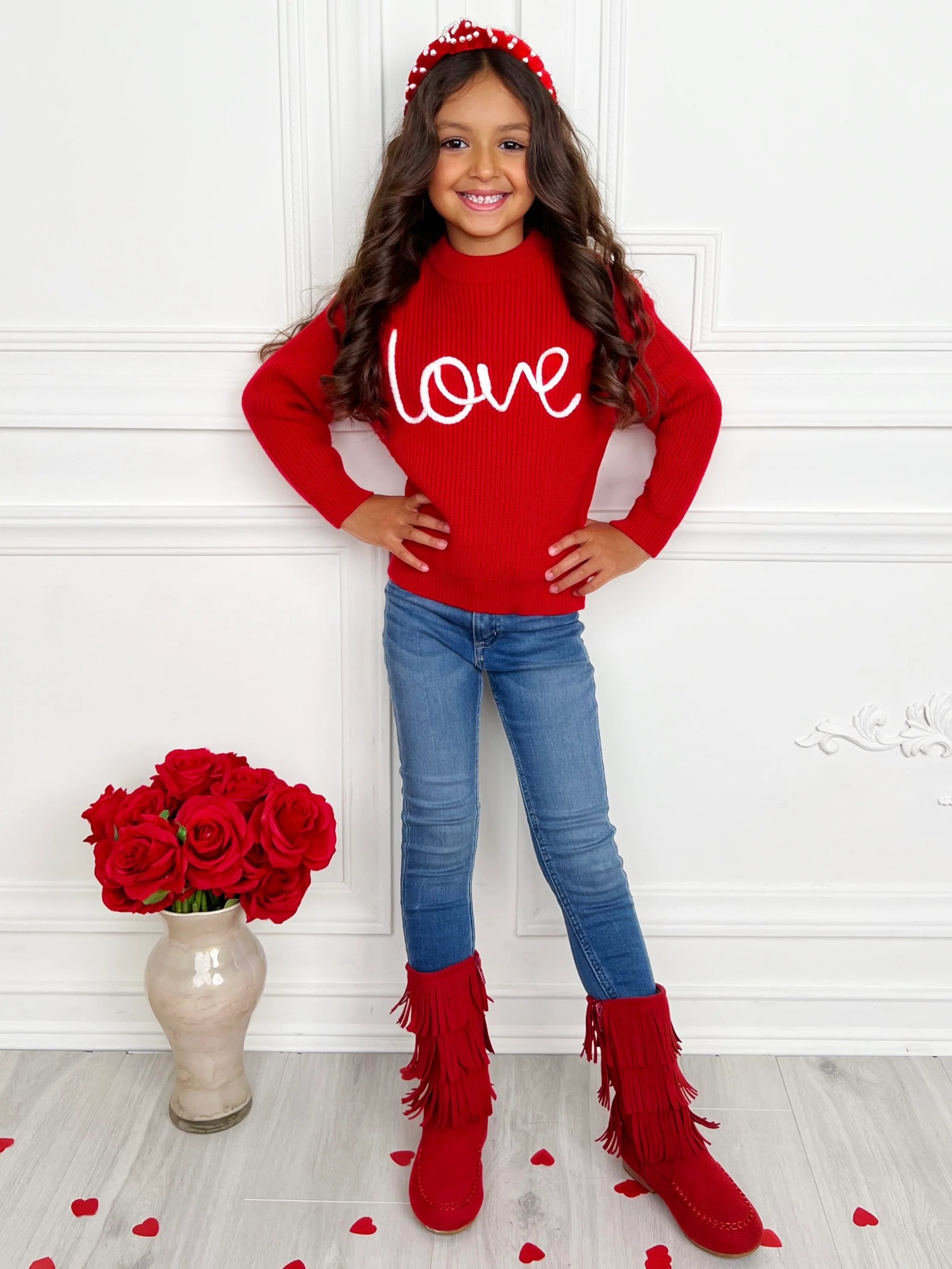 "Love" At First Sight Embroidered Chunky Knit Sweater - Image 5