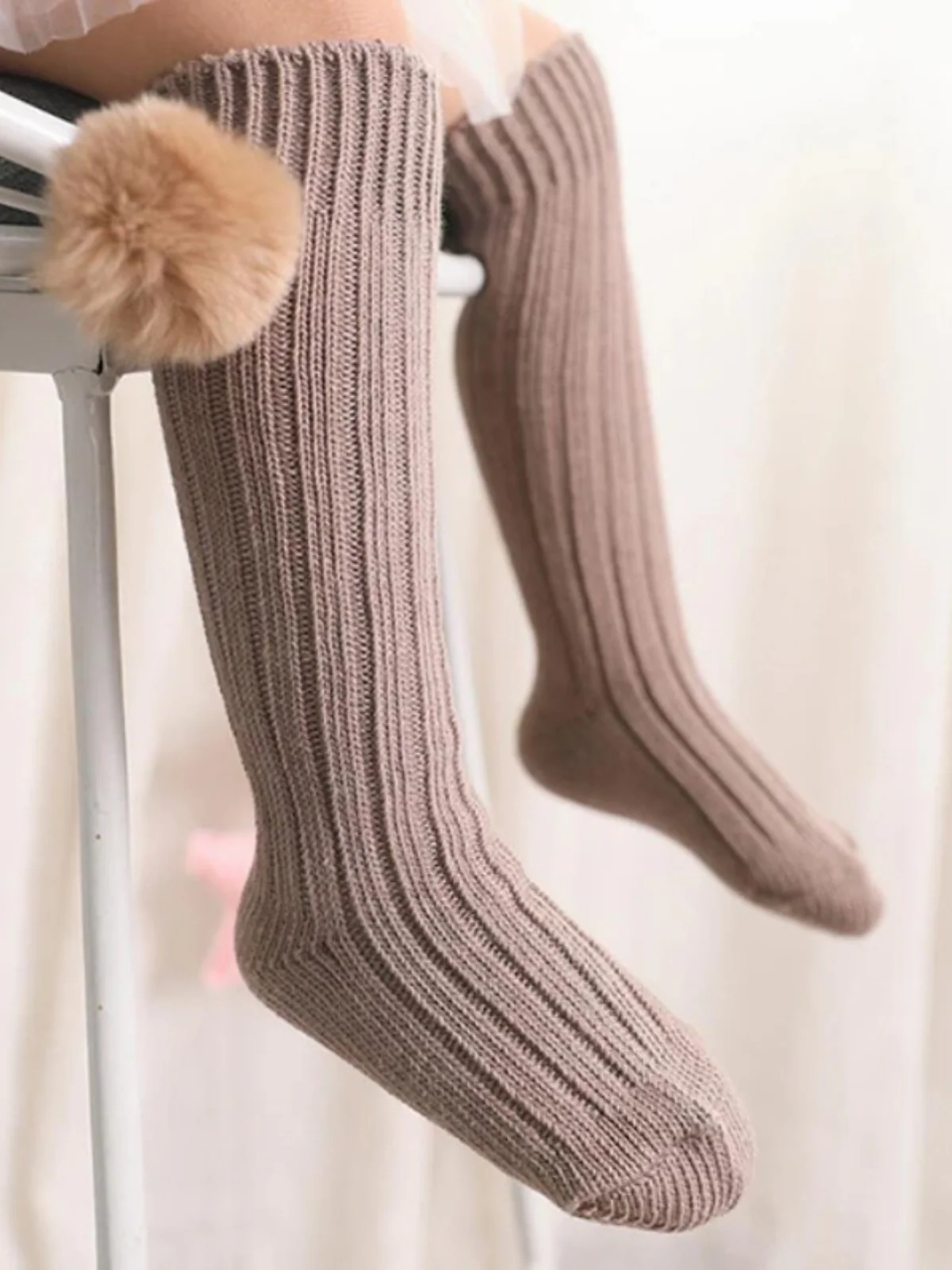 Love Cozy Days Knee-High Pompom Socks - Image 2