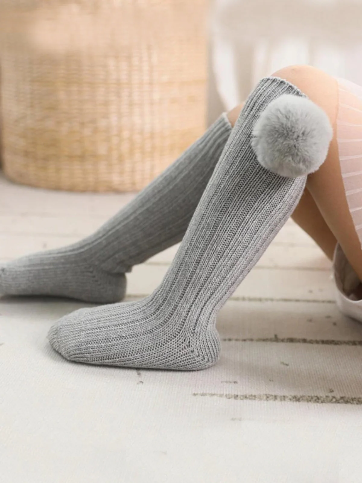 Love Cozy Days Knee-High Pompom Socks - Image 3