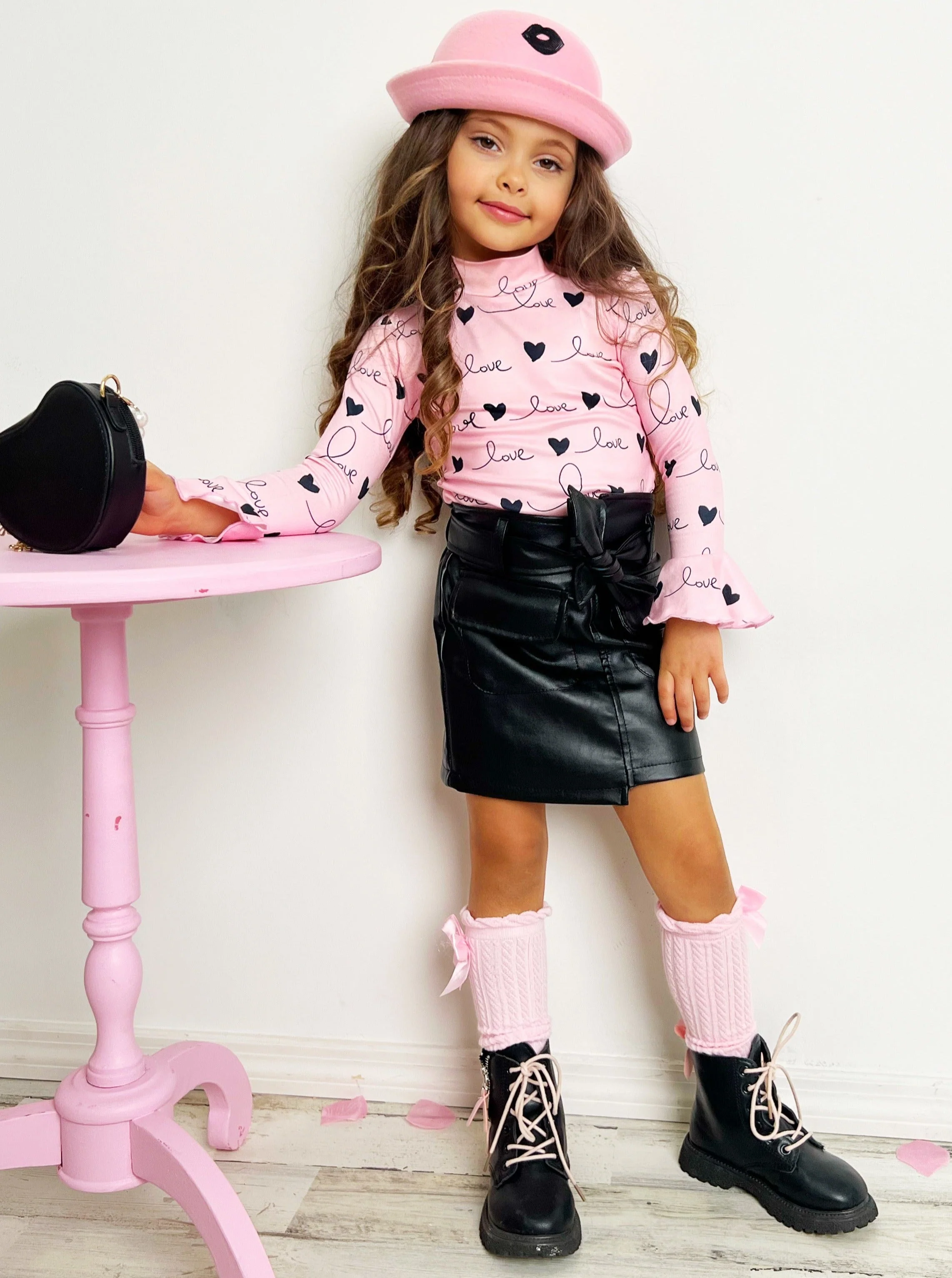 Love Is In The Air Vegan Leather Skirt Set - Image 3