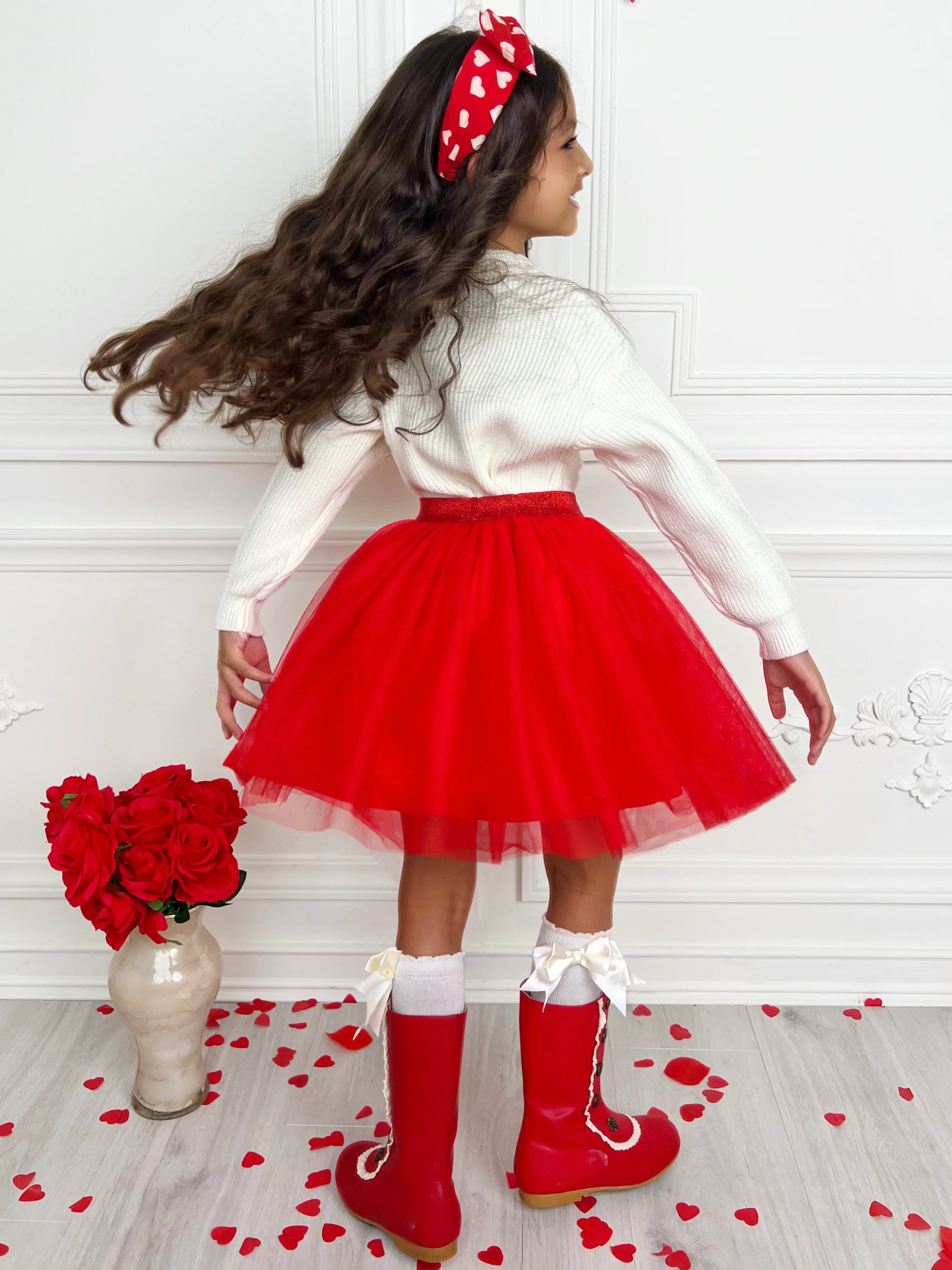 Embroidered "Love" Sweater and Tutu Skirt Set - Image 2