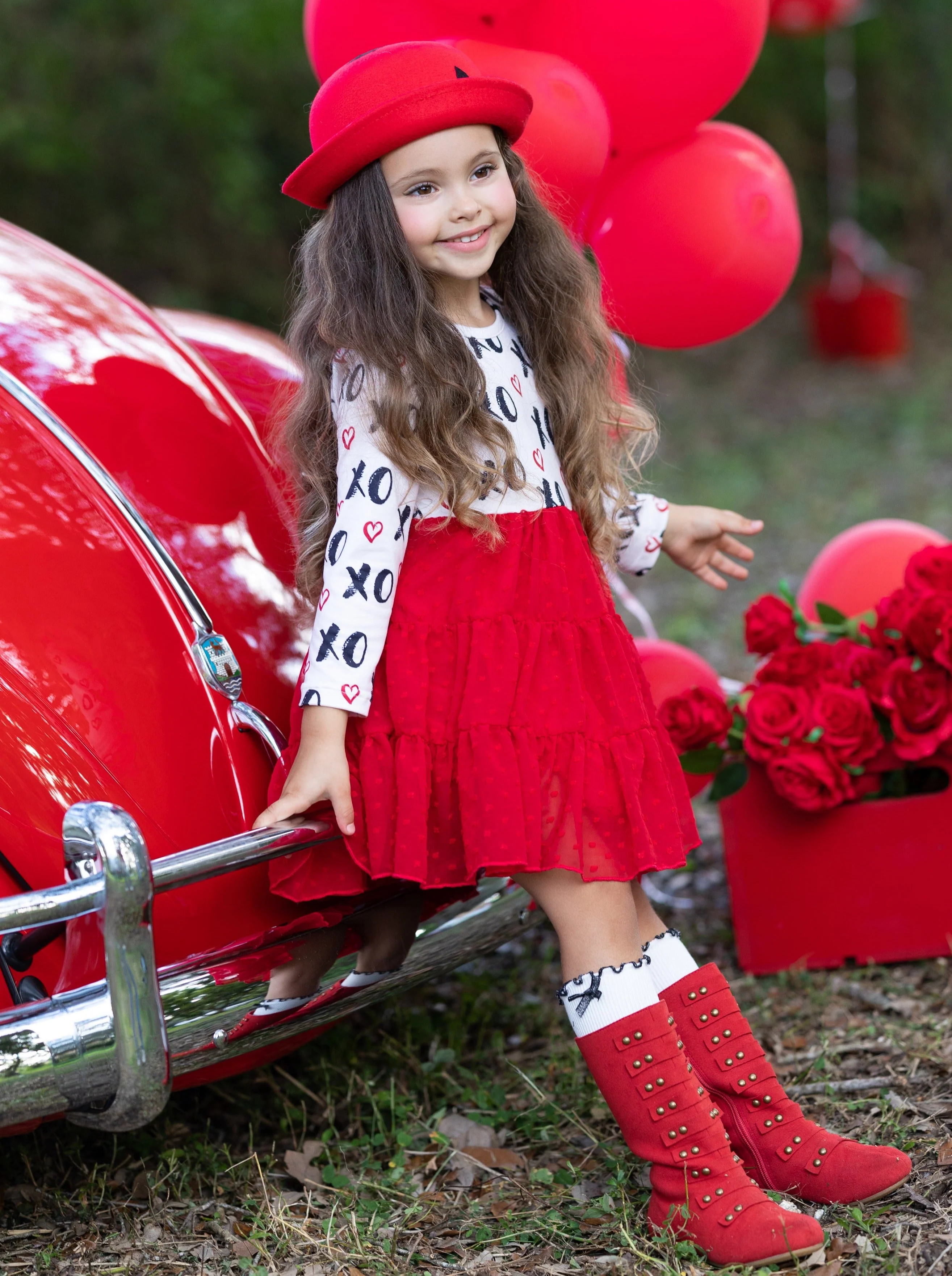 "XO" Heart Long Sleeve Ruffle Tutu Dress - Image 4