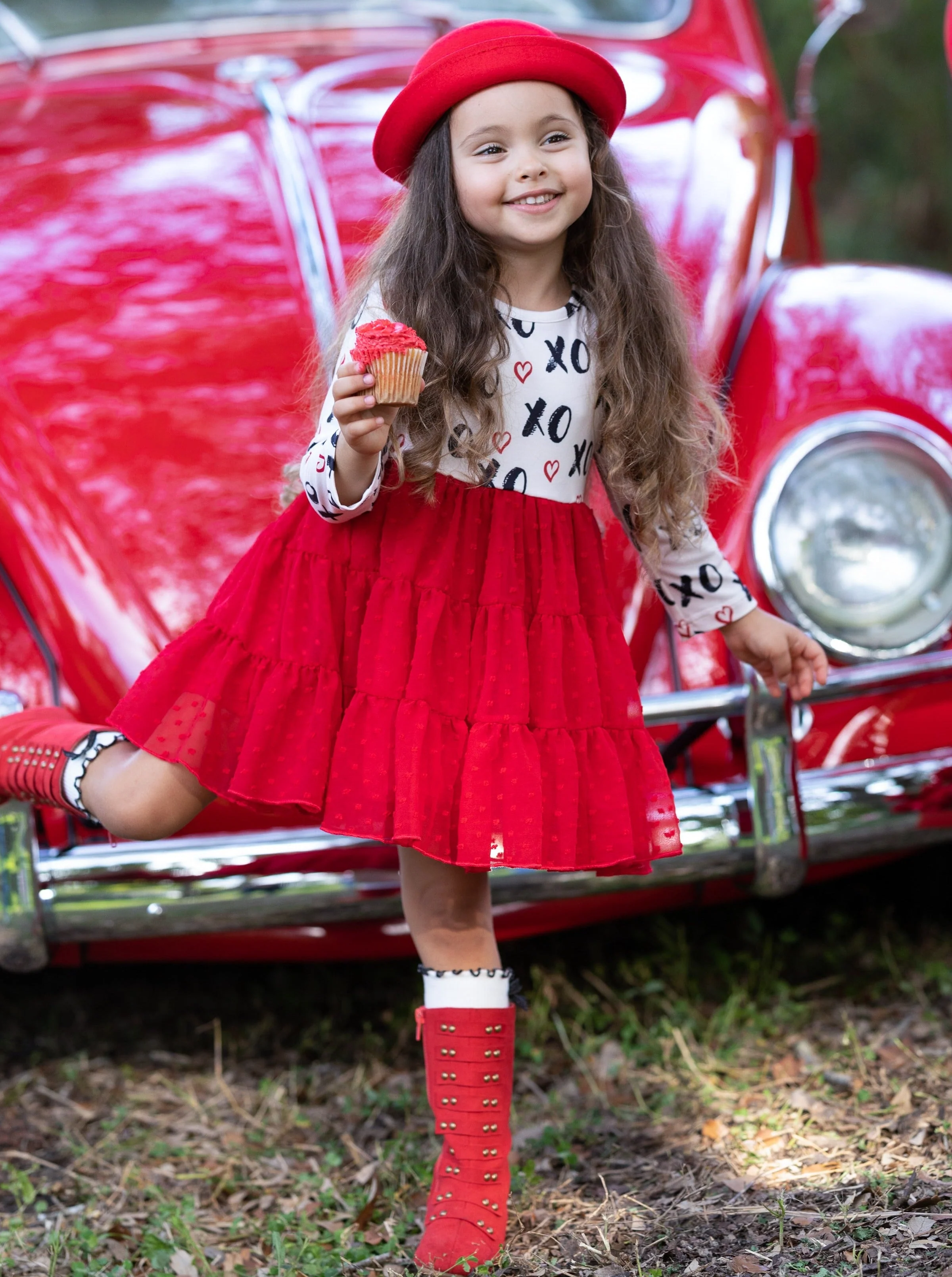 "XO" Heart Long Sleeve Ruffle Tutu Dress - Image 5