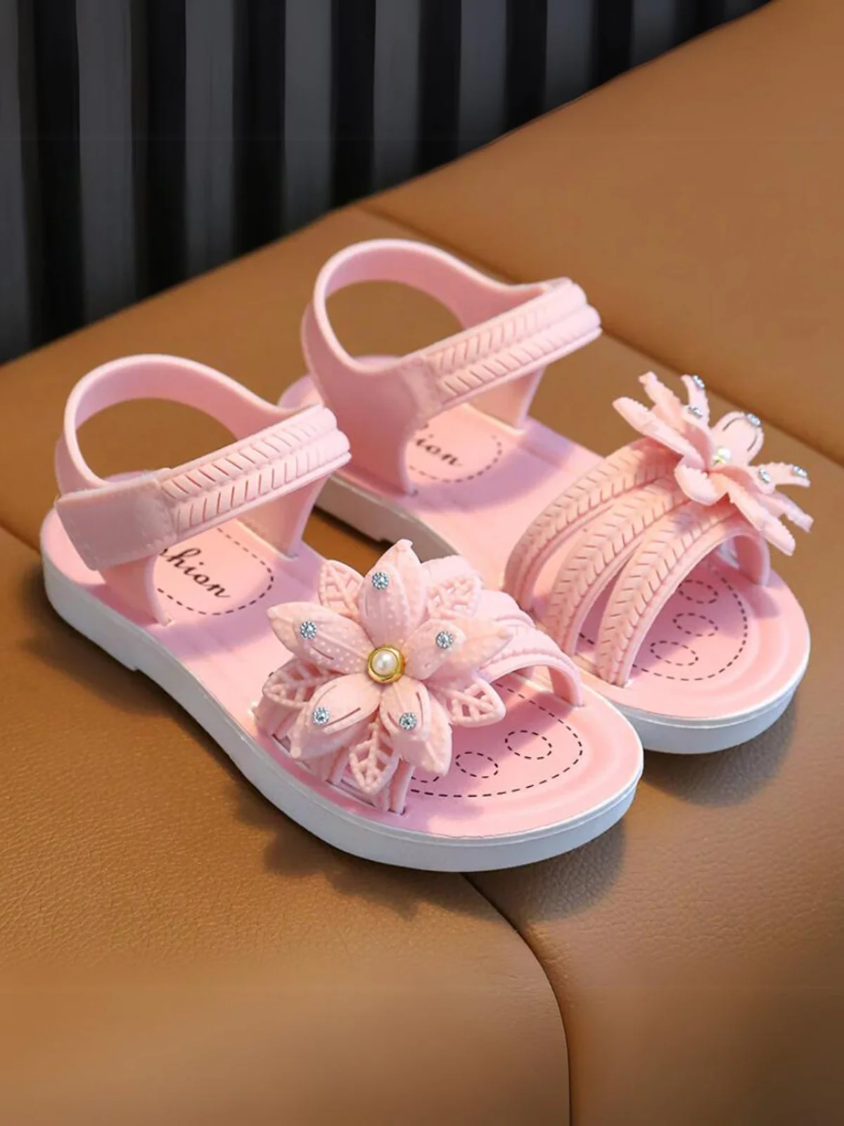 Lovely Girls' Flower Design Sandals By Liv and Mia - Image 3