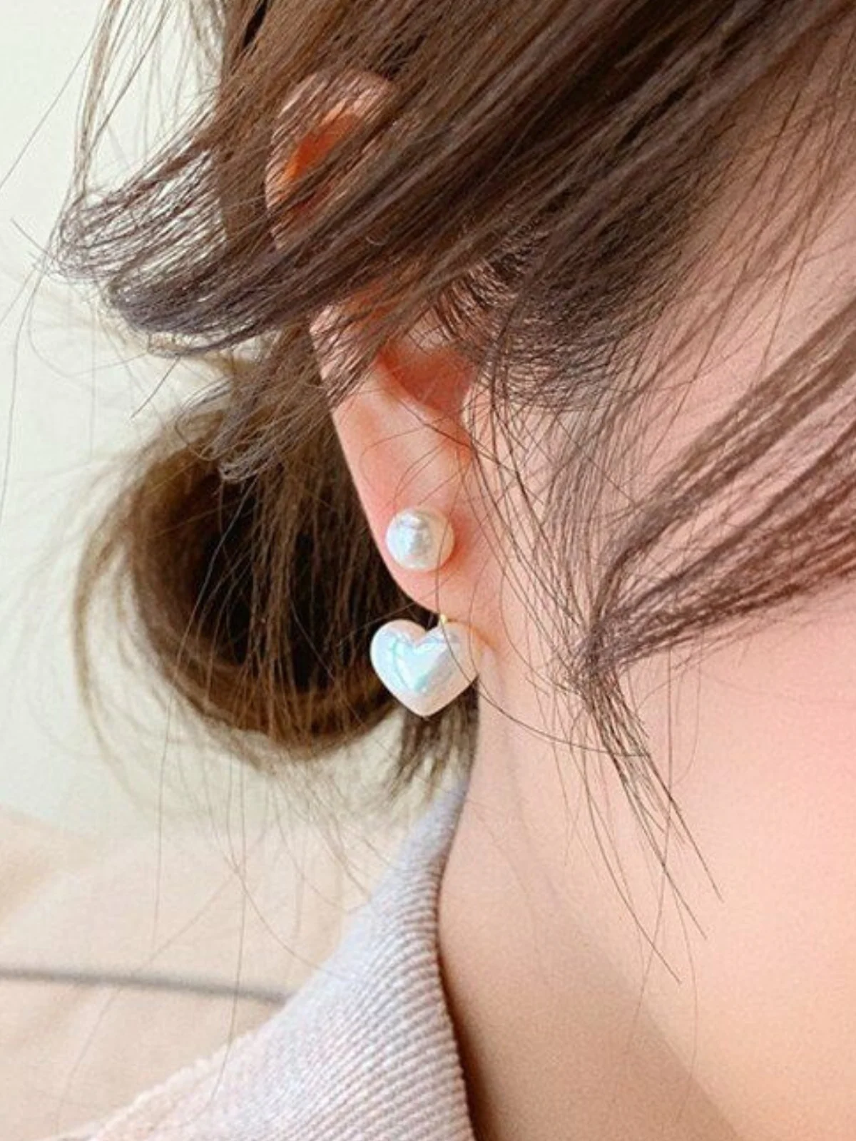 Love's Luster Pearl Heart Earrings - Image 3