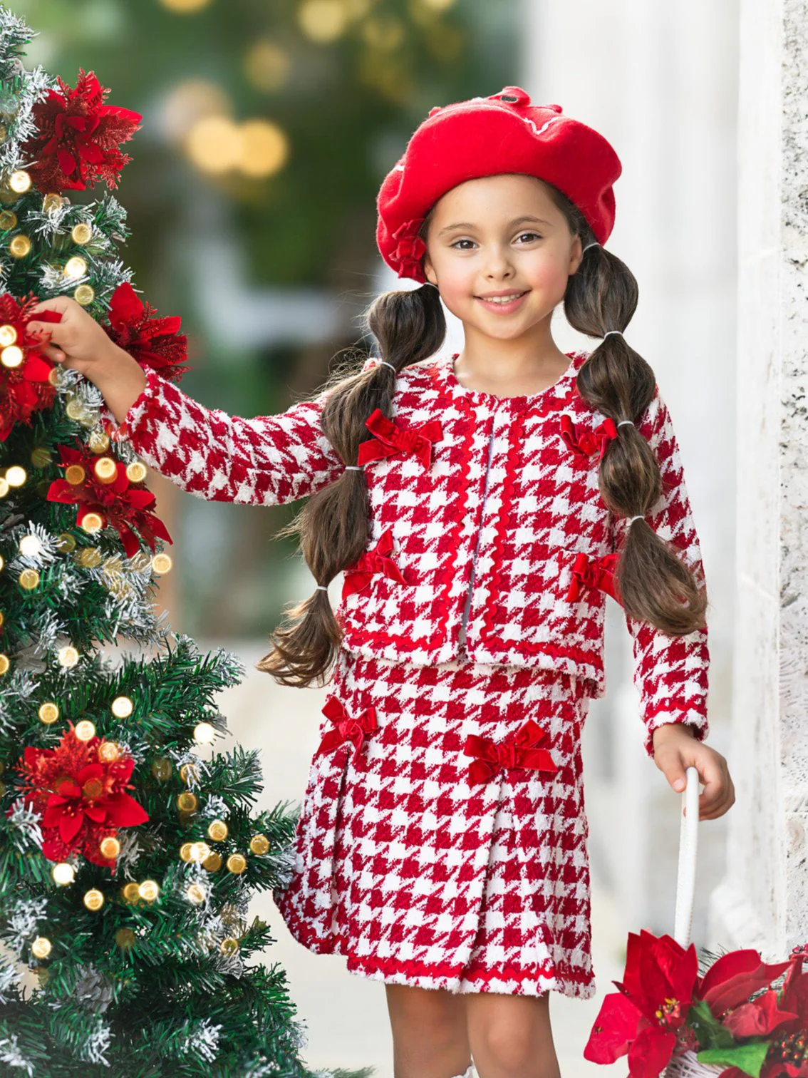 Made For Fashionistas Houndstooth Tweed Blazer And Skirt Set - Image 2