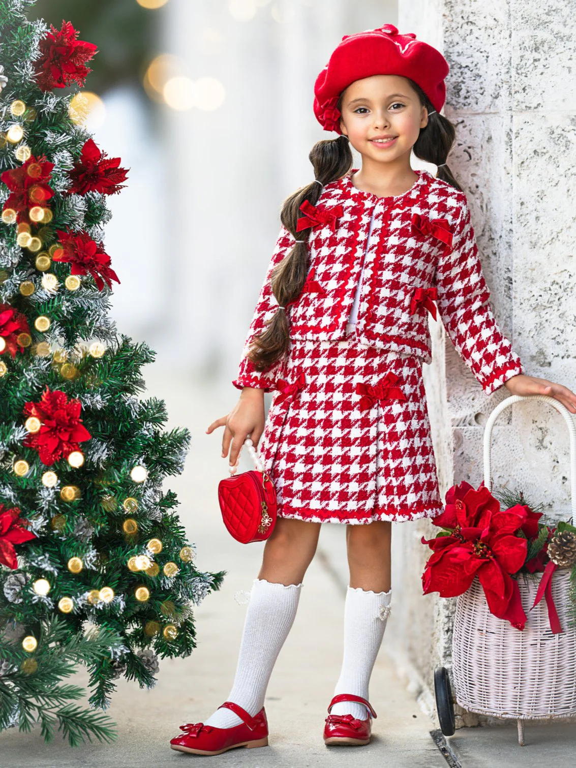 Made For Fashionistas Houndstooth Tweed Blazer And Skirt Set - Image 3