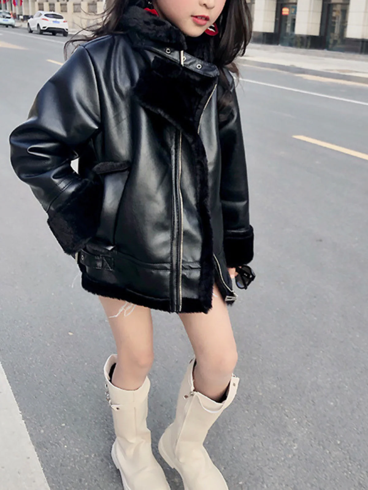 Match My Vibe Fleece Lined Vegan Leather Jacket - Image 5