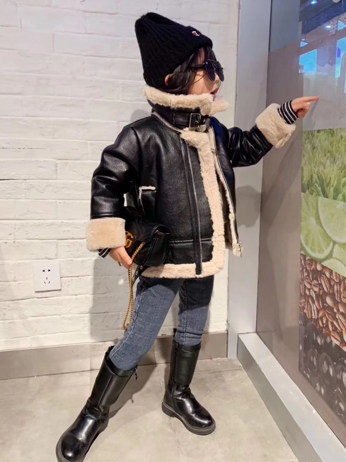 Match My Vibe Fleece Lined Vegan Leather Jacket - Image 7