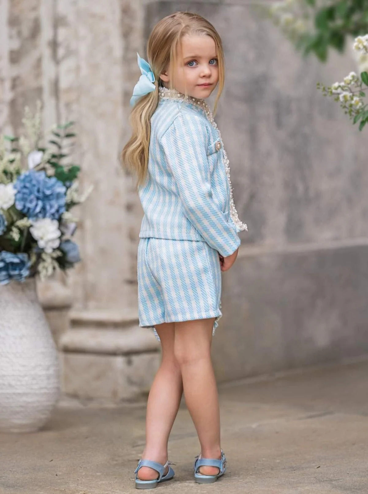 Preppy Outlook Blue Gingham Blazer and Short Set - Image 5