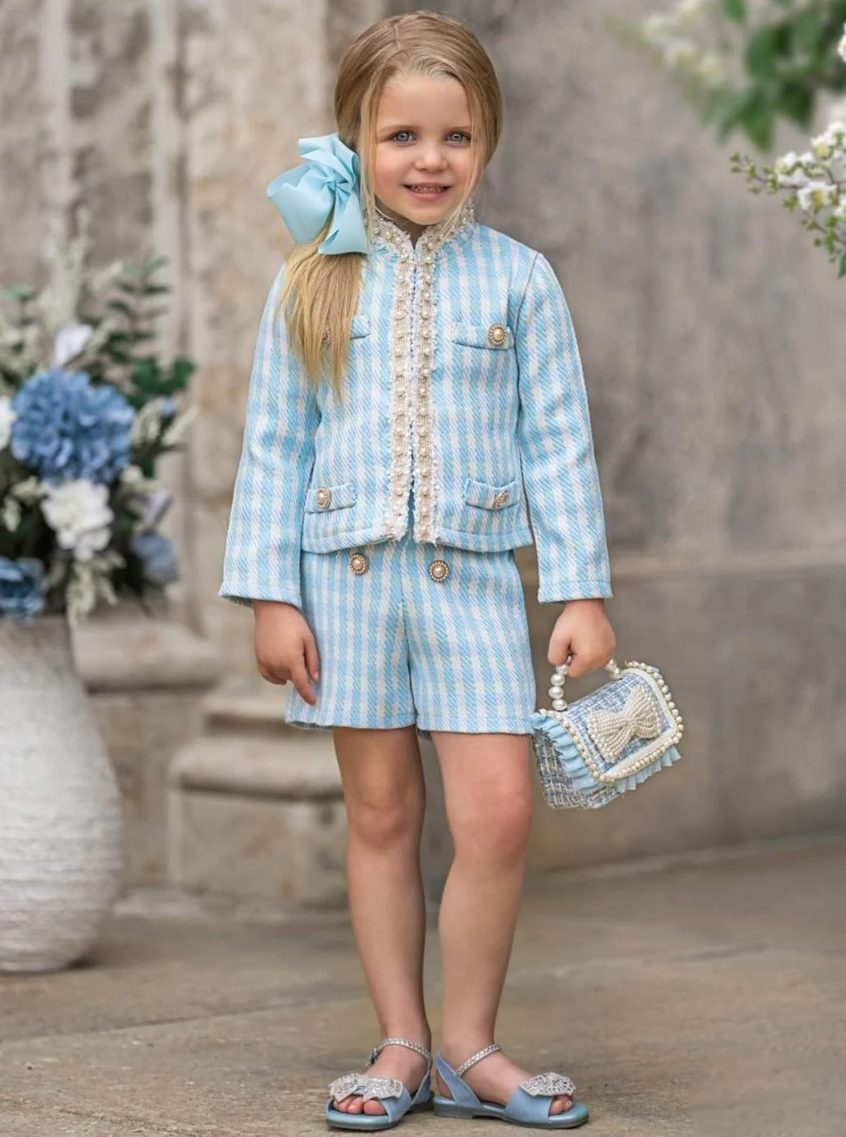 Preppy Outlook Blue Gingham Blazer and Short Set - Image 6