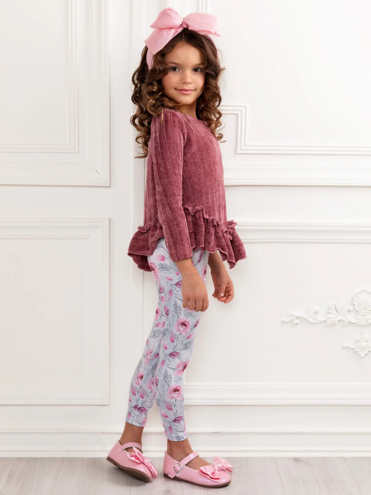 Mauvy Rose Ruffle Tunic and Legging Set - Image 2