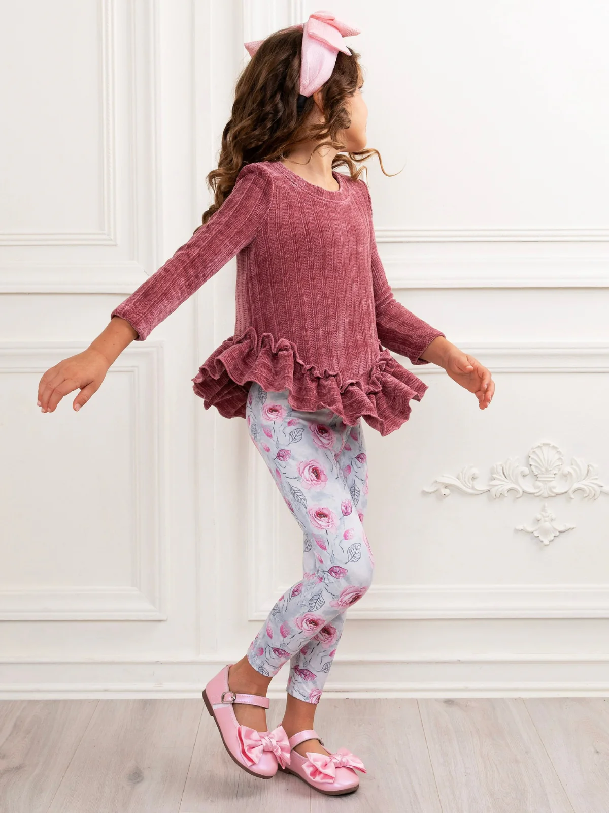 Mauvy Rose Ruffle Tunic and Legging Set - Image 4
