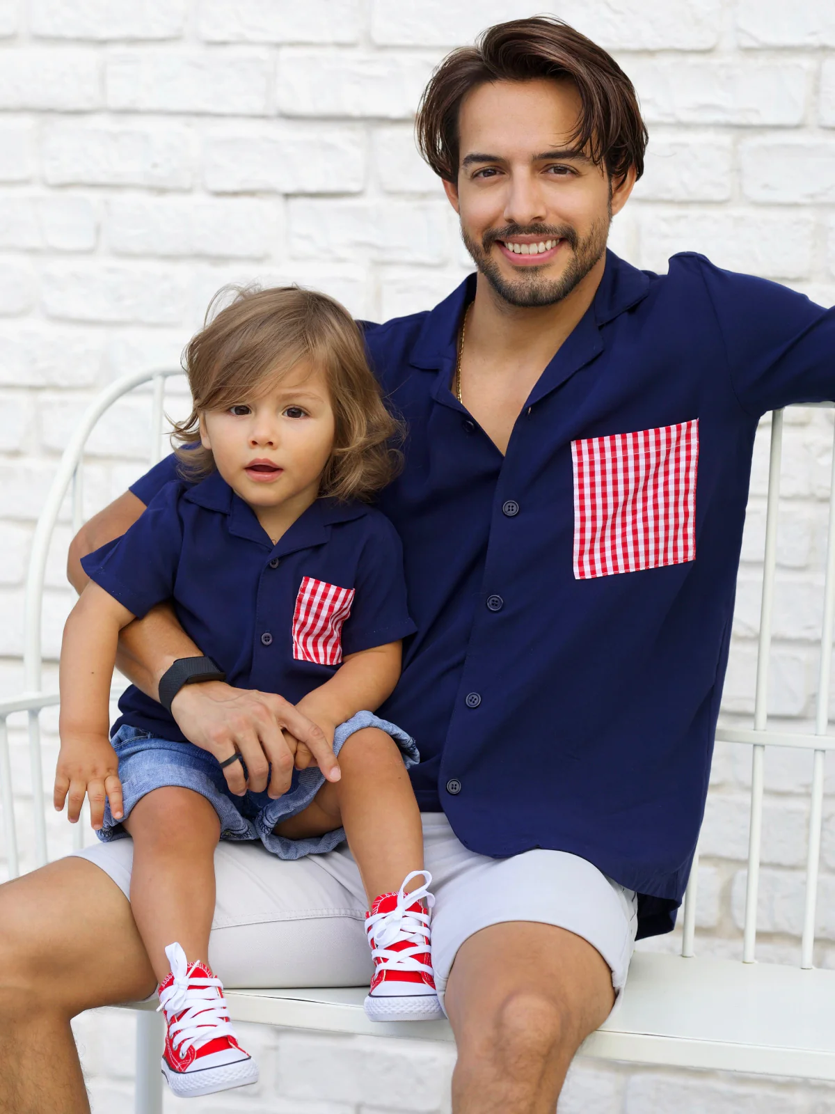 Father & Son Summer Plaid Matching Button-Up Shirt - Image 2