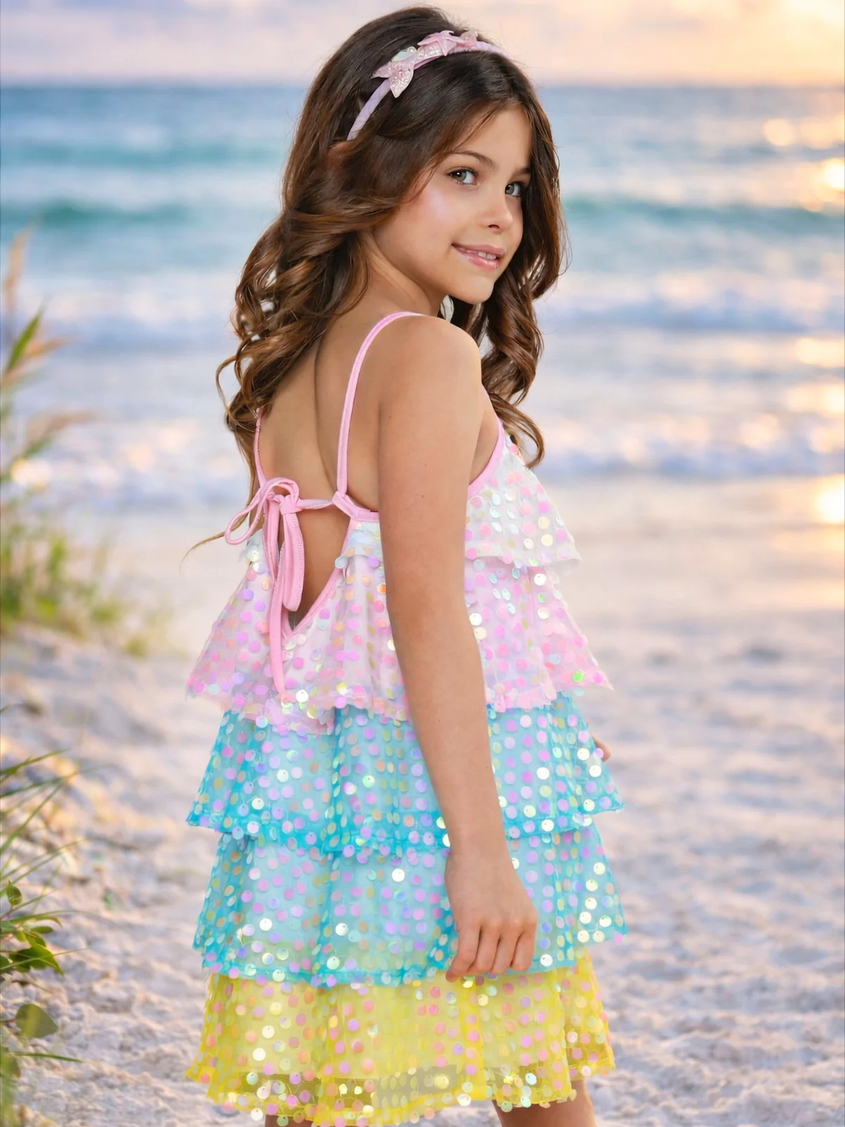 Mermaid Pastel Rainbow Sequin Dress - Image 5