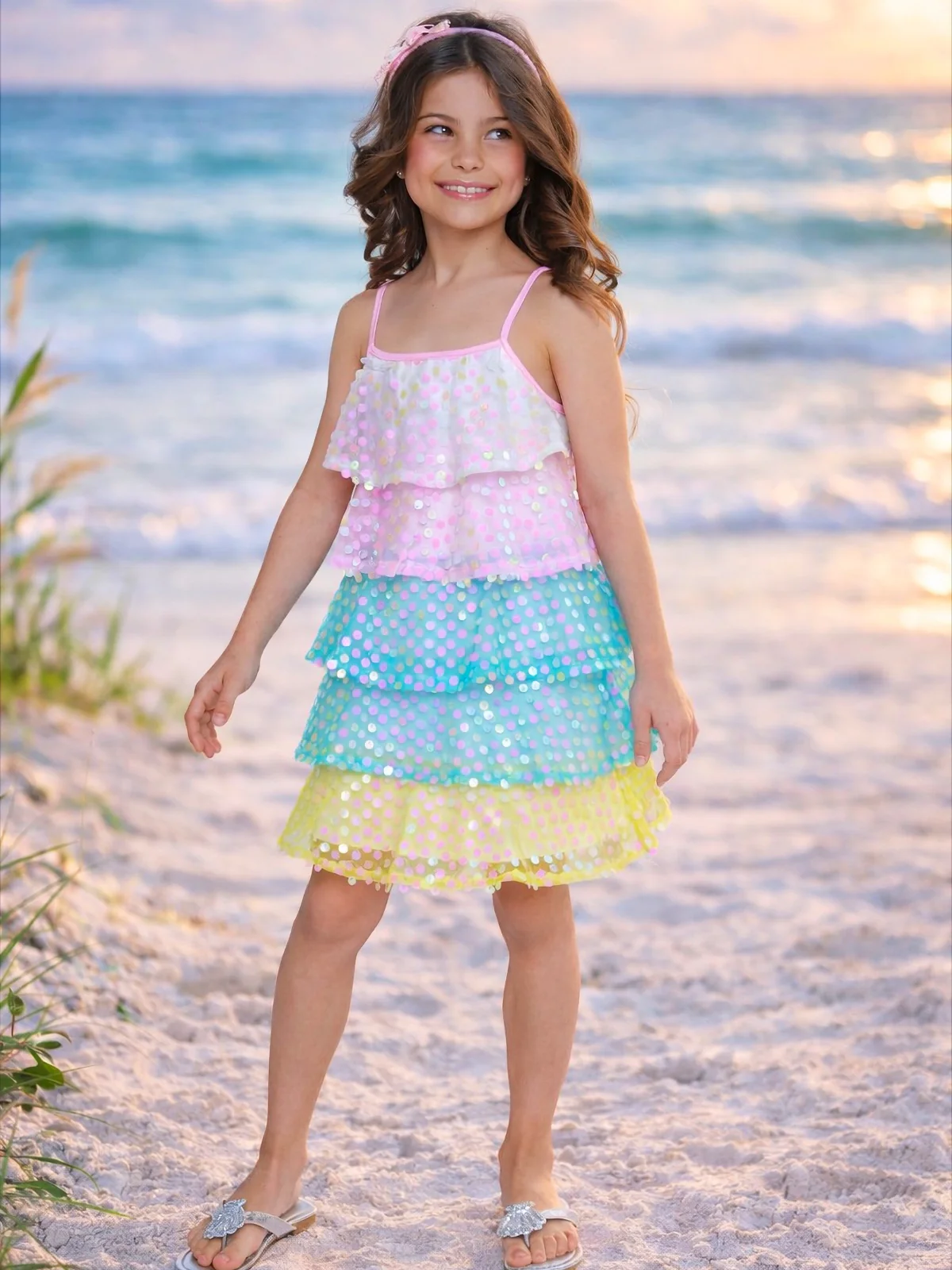 Mermaid Pastel Rainbow Sequin Dress - Image 6