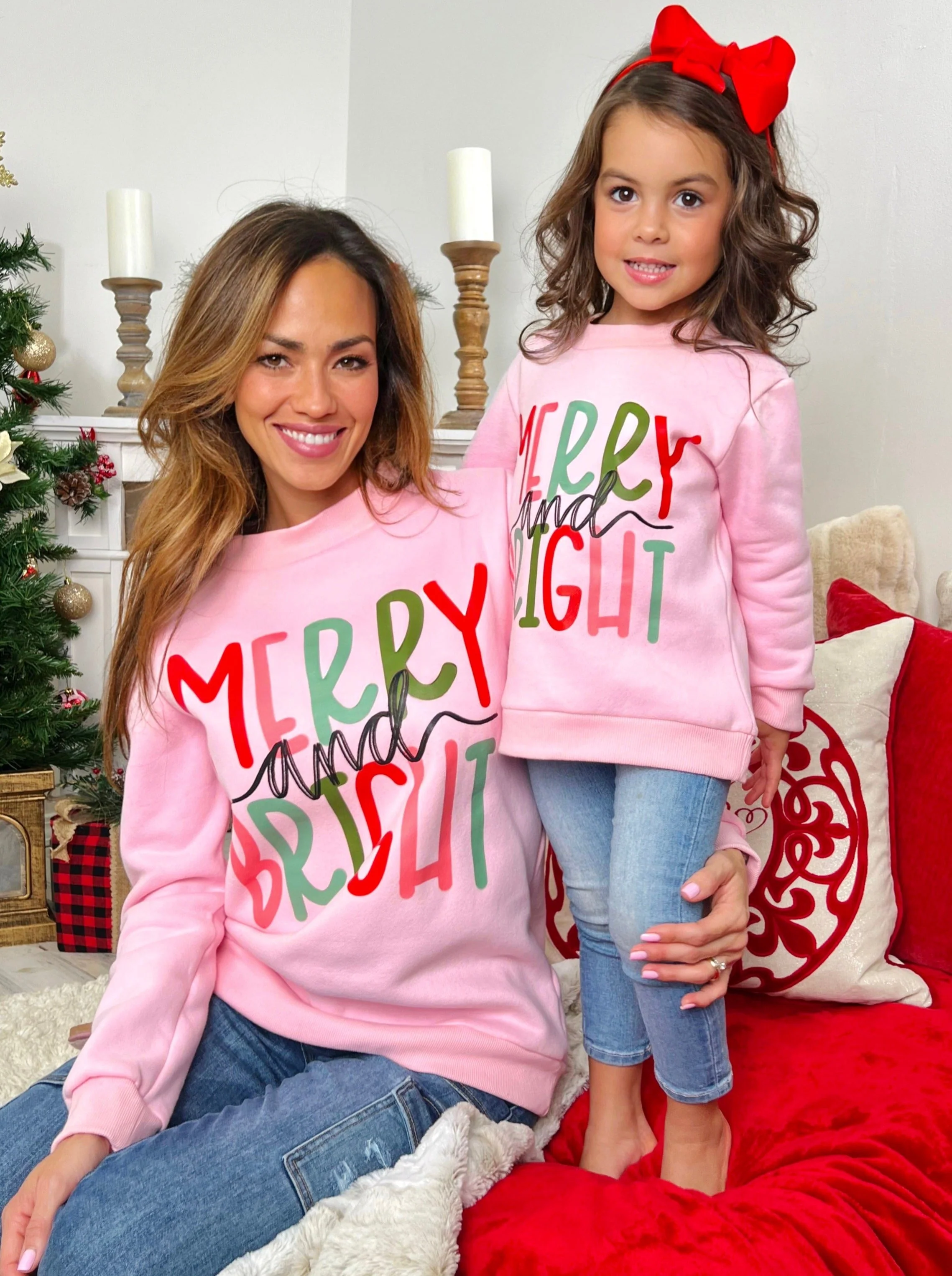 Mommy and Me Merry and Bright Graphic Sweatshirt - Image 2