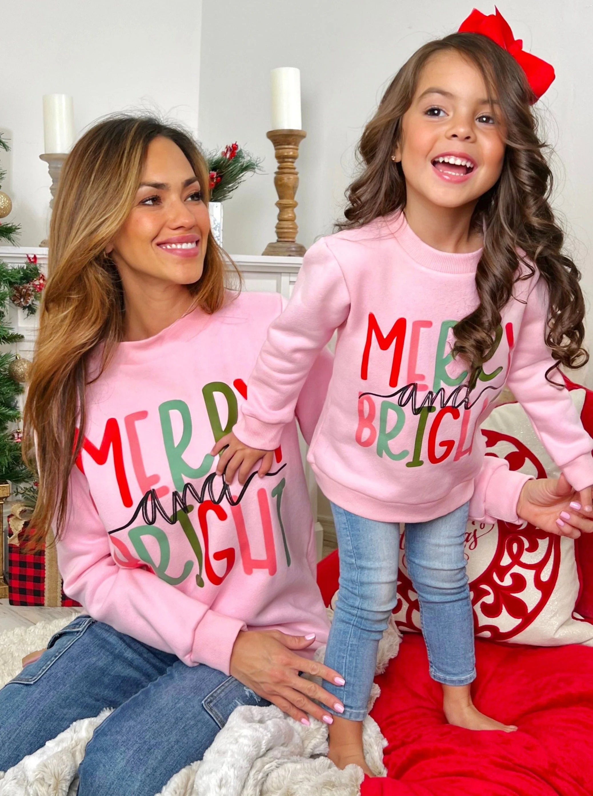 Mommy and Me Merry and Bright Graphic Sweatshirt - Image 6