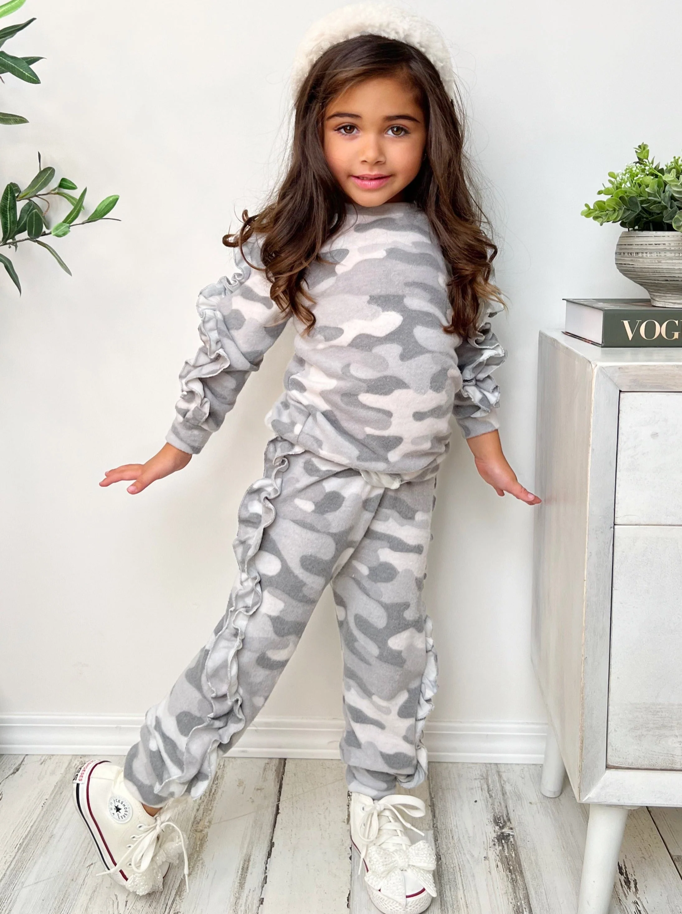 In Command Grey Camo Ruffle Jogger Set - Image 4