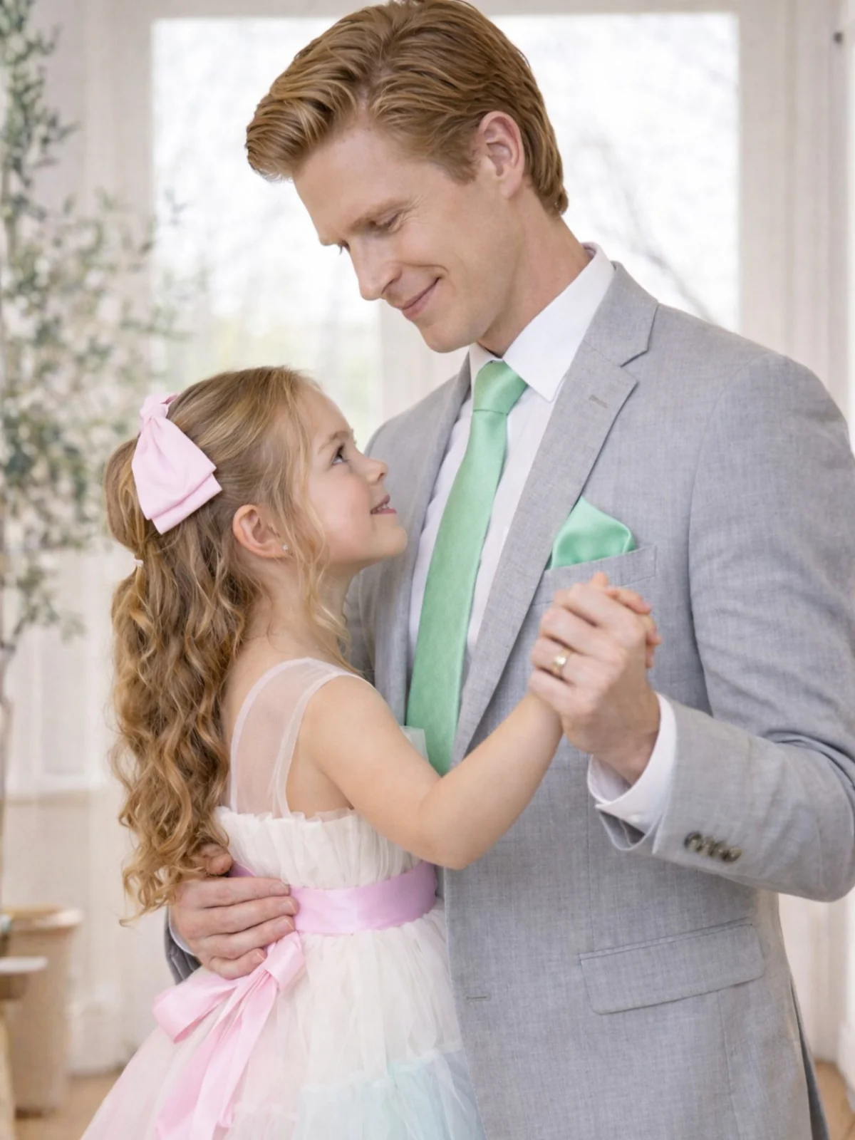 Daddy Daughter Dance Mens Mint Tie & Handkerchief Set - Image 2